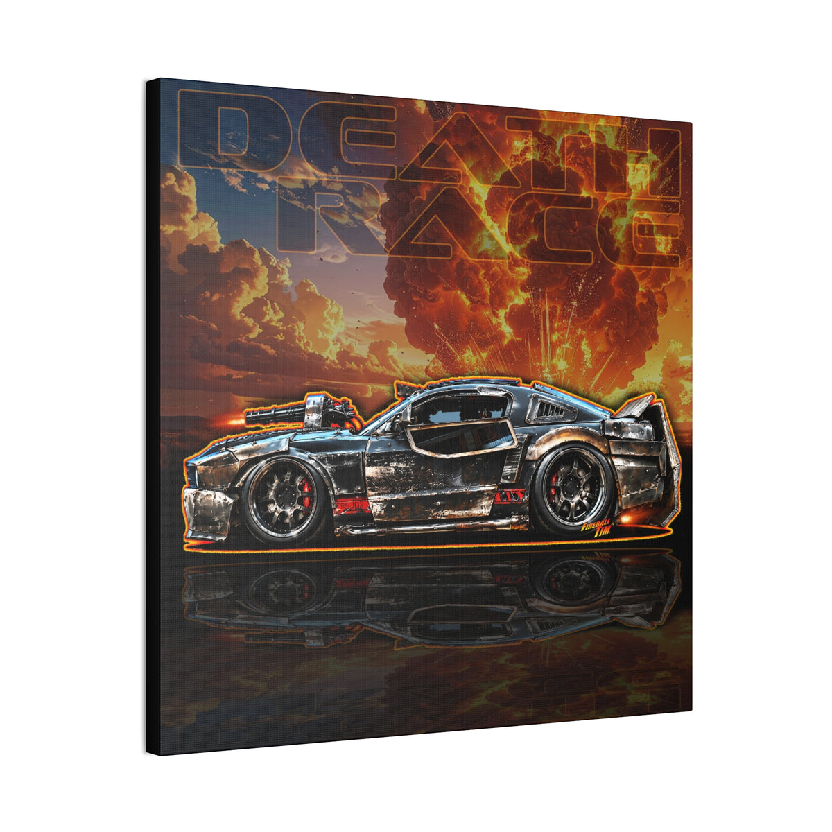 DEATH RACE MUSTANG Collectible Fireball Art Canvas Stretched Print