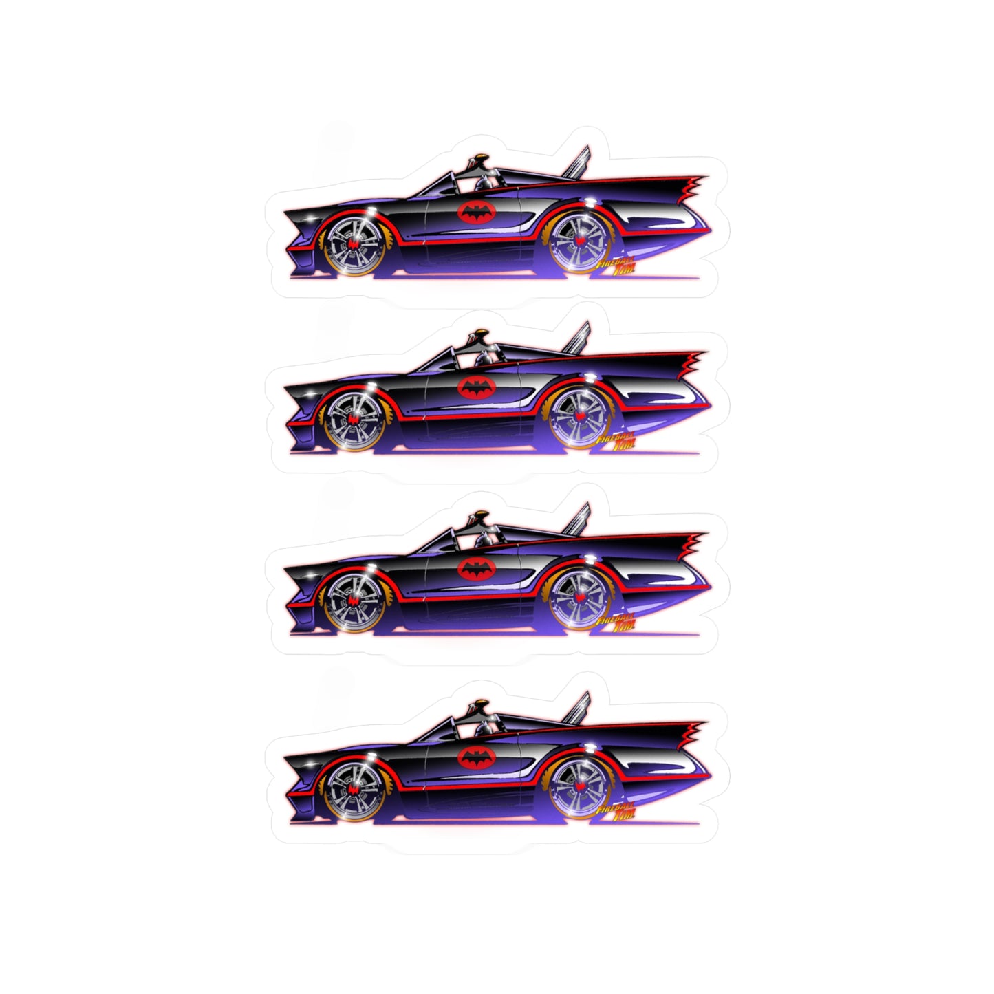 BATMOBILE 1966 BATMAN Collectible Kiss-Cut Vinyl Decals Stickers - 4 Sizes