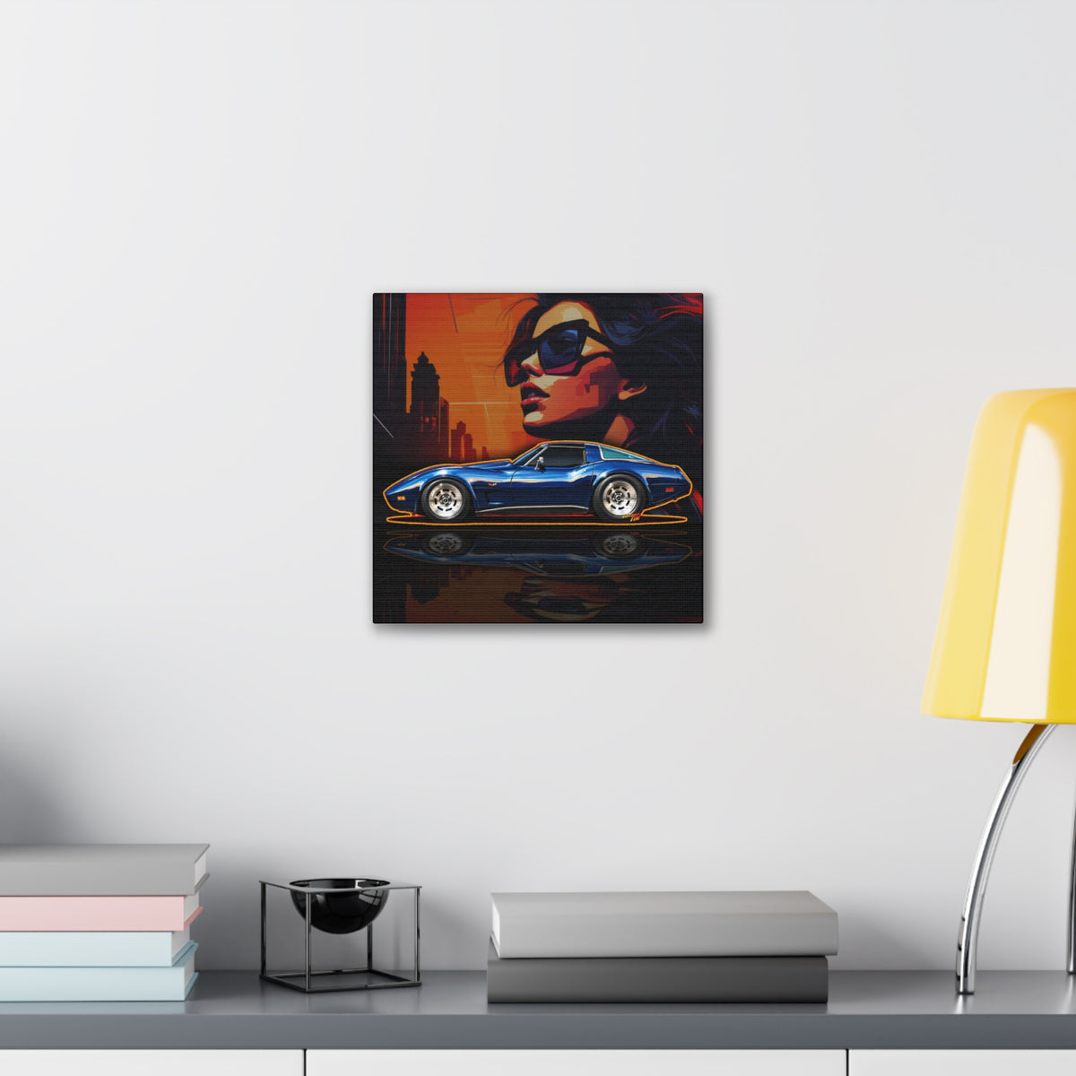 CHEVROLET CORVETTE 1978 Collectible Fireball Art Collectible Canvas Stretched Print