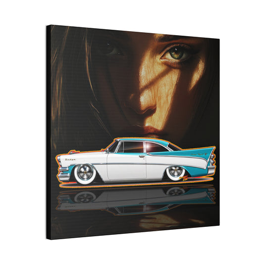 DODGE CUSTOM ROYAL 1957 Collectible Fireball Art Canvas Stretched Print