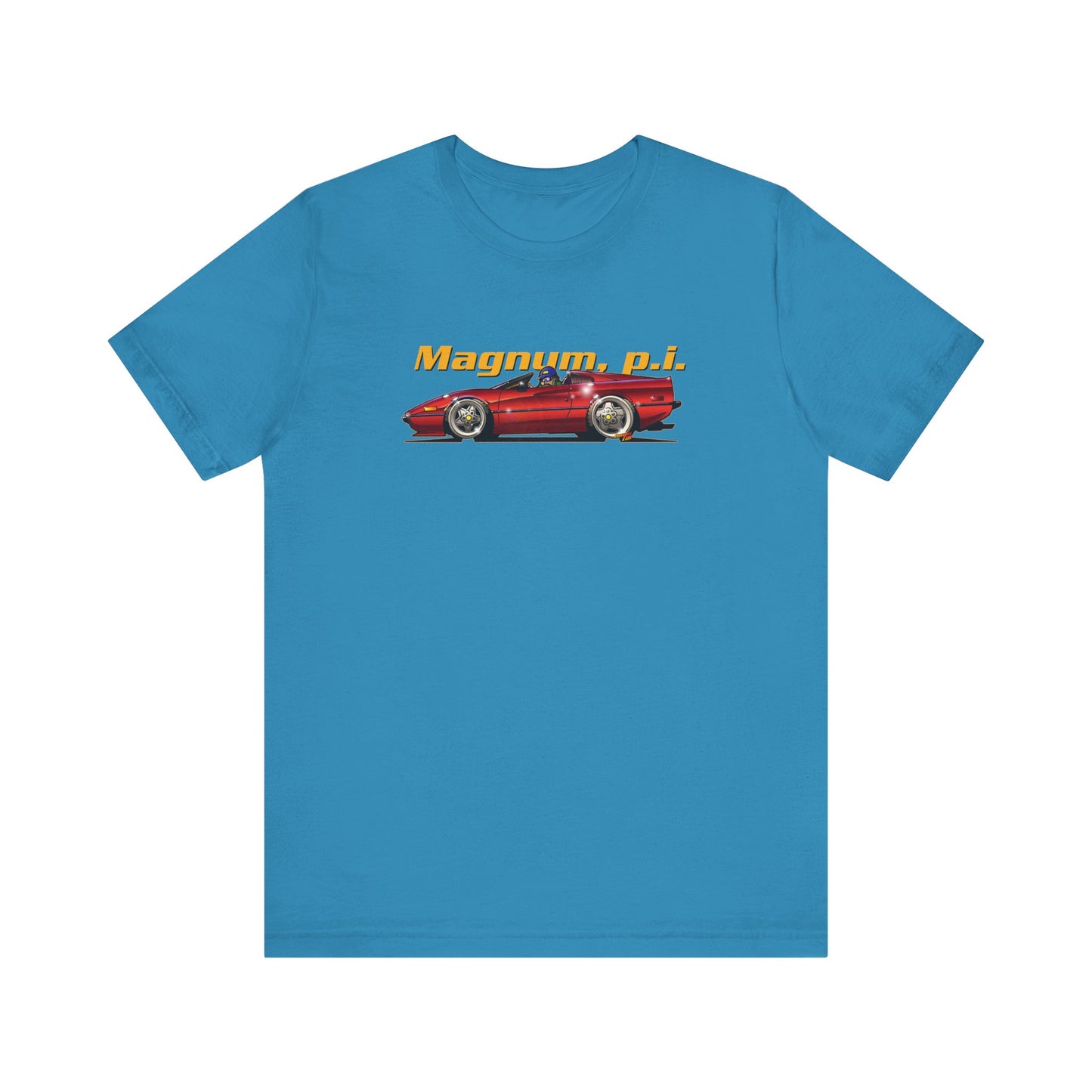 MAGNUM PI FERRARI 308 GTS Unisex Jersey Fireball Art Tee Shirt - Multiple Colors