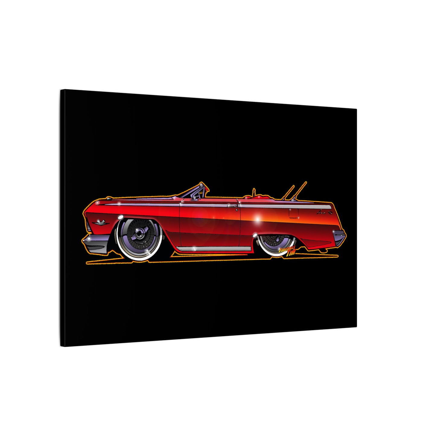 CHEVY IMPALA LOWRIDER Fireball Art Canvas Print