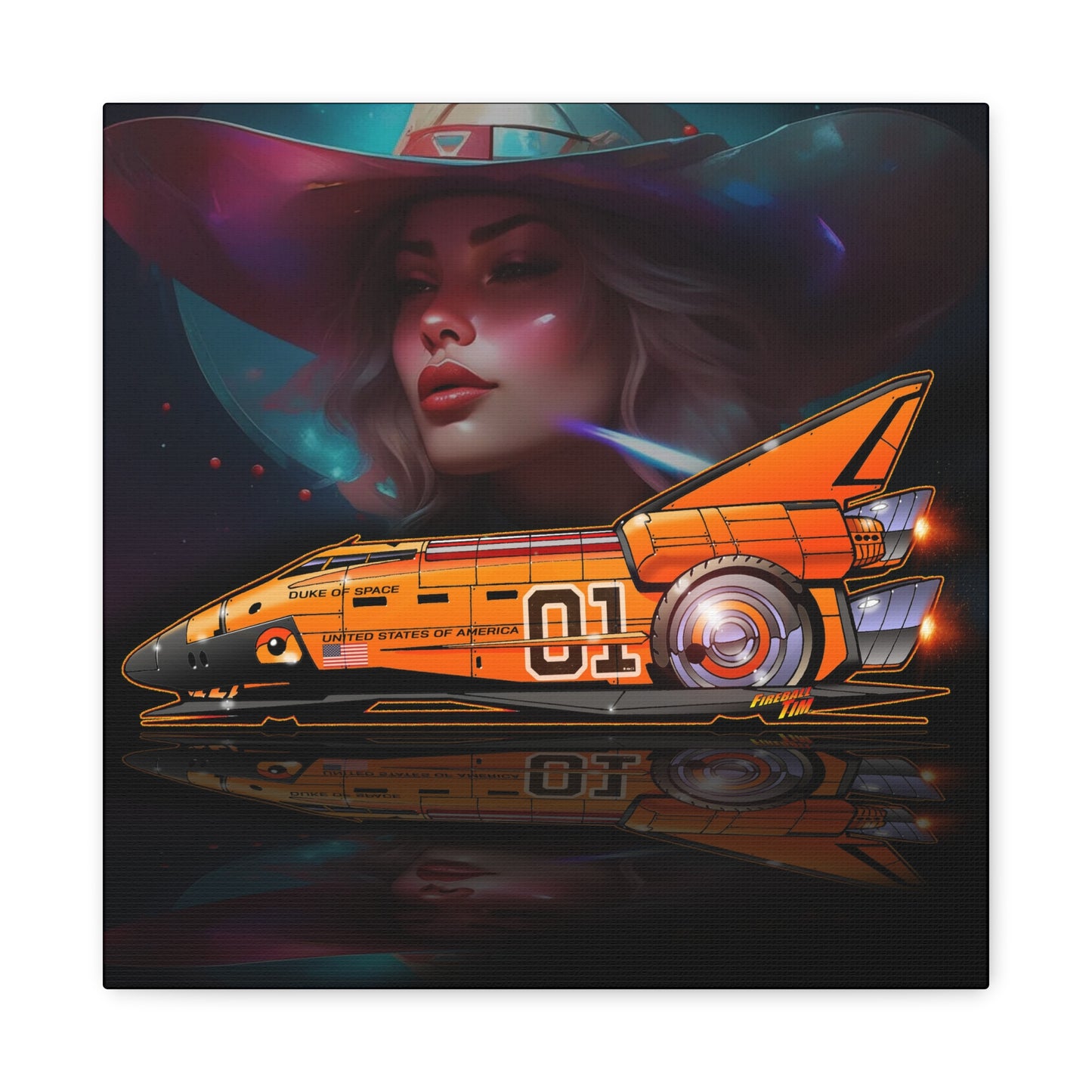 DUKE OF SPACE Dukes of Hazzard Space Shuttle Canvas Art Wall Print