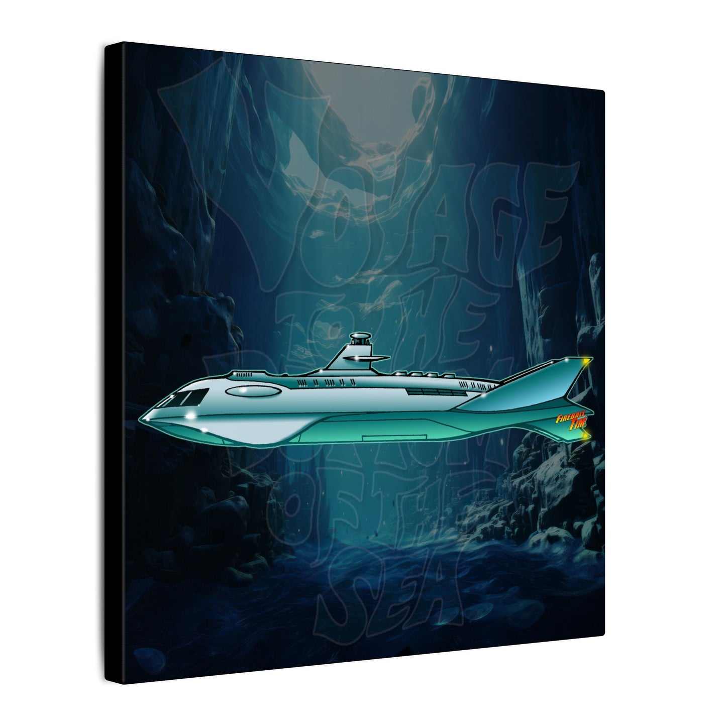 VOYAGE TO THE BOTTOM OF THE SEA Submarine Fireball Art Canvas Print - 12x12
