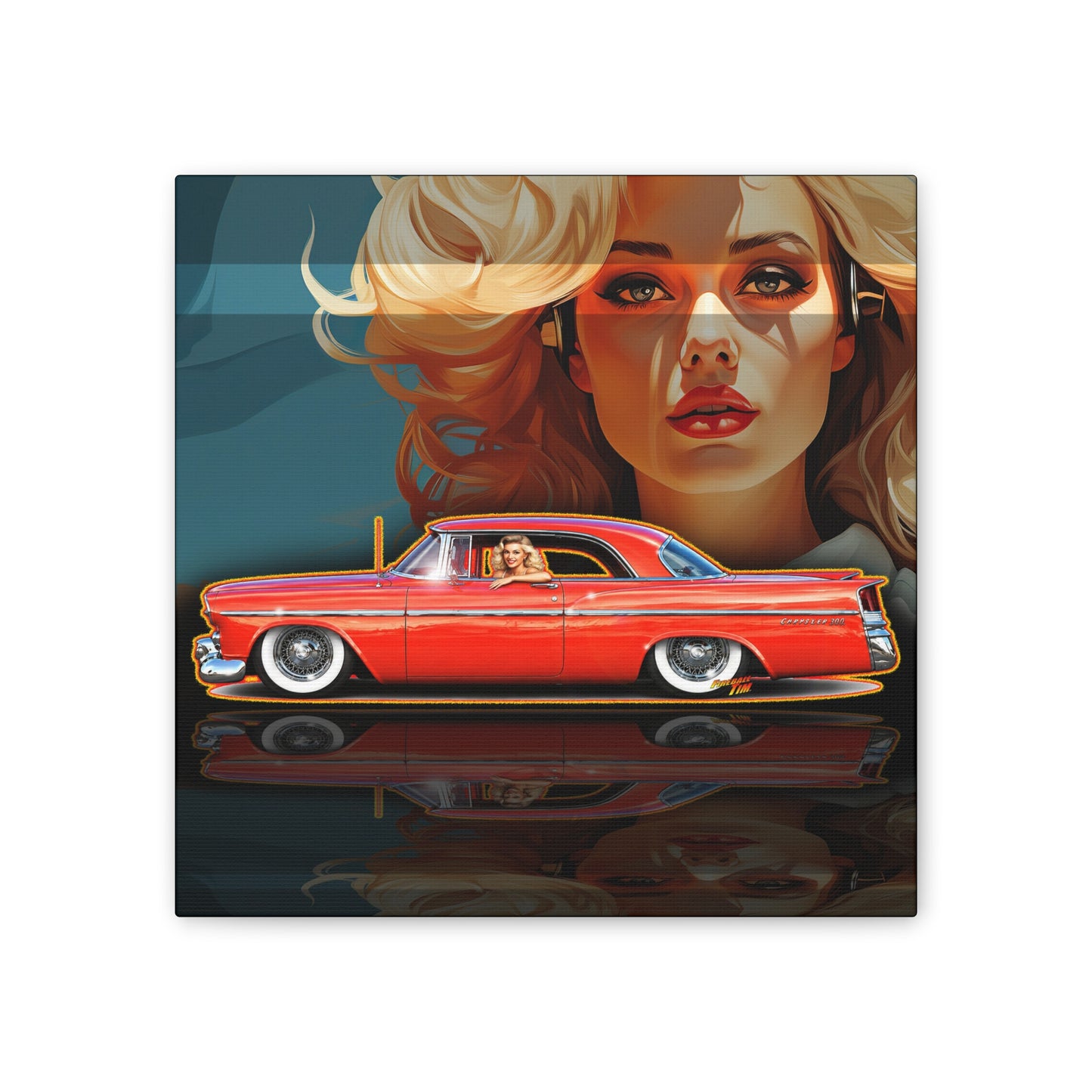 CHRYSLER 300 1958 Collectible Fireball Art Canvas Stretched Print