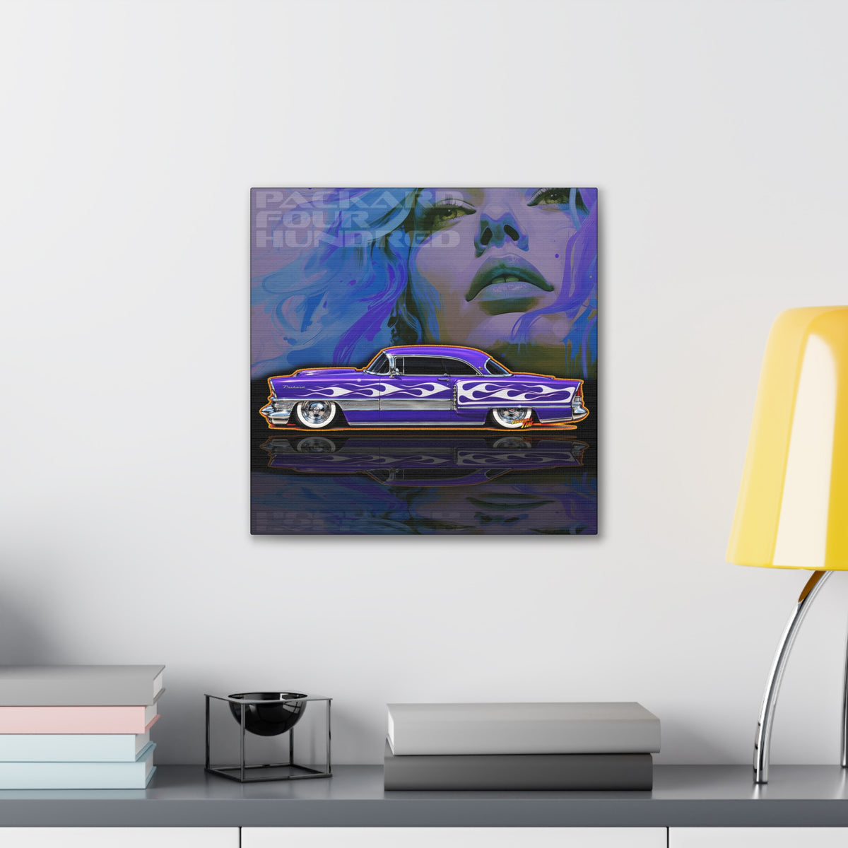 PACKARD 1955 Kustom Four Hundred Collectible Fireball Art Canvas Stretched Print