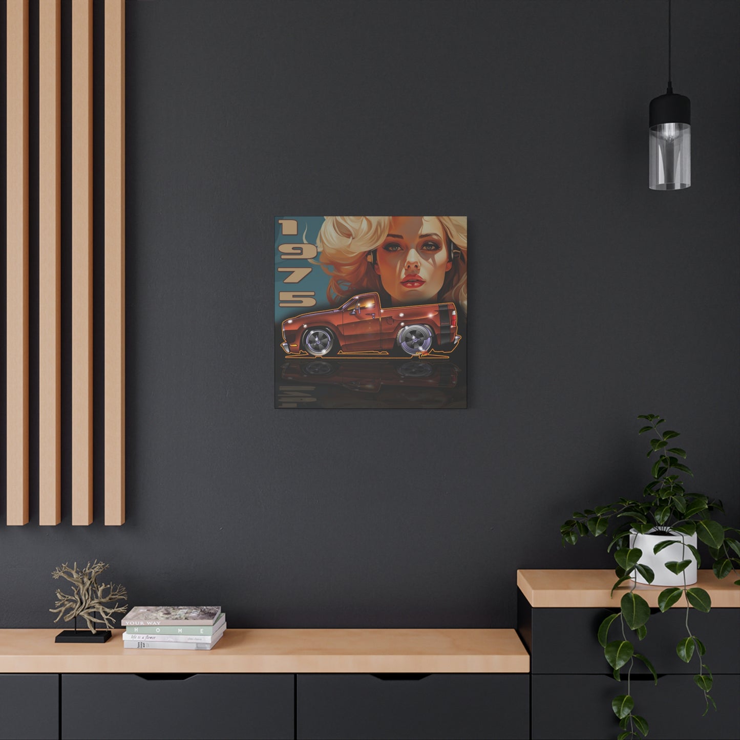 DODGE ADVENTURER SRT Pickup Truck 1975 Fireball Art Canvas Print