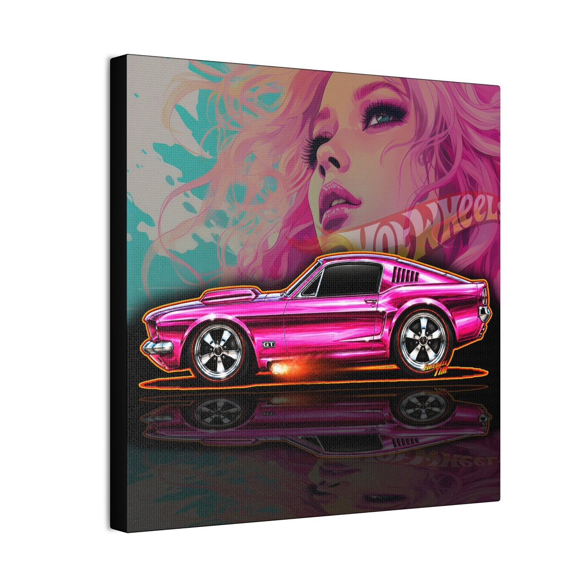 HOT WHEELS Sweet 16 MUSTANG GT Collectible Fireball Art Canvas Stretched Print