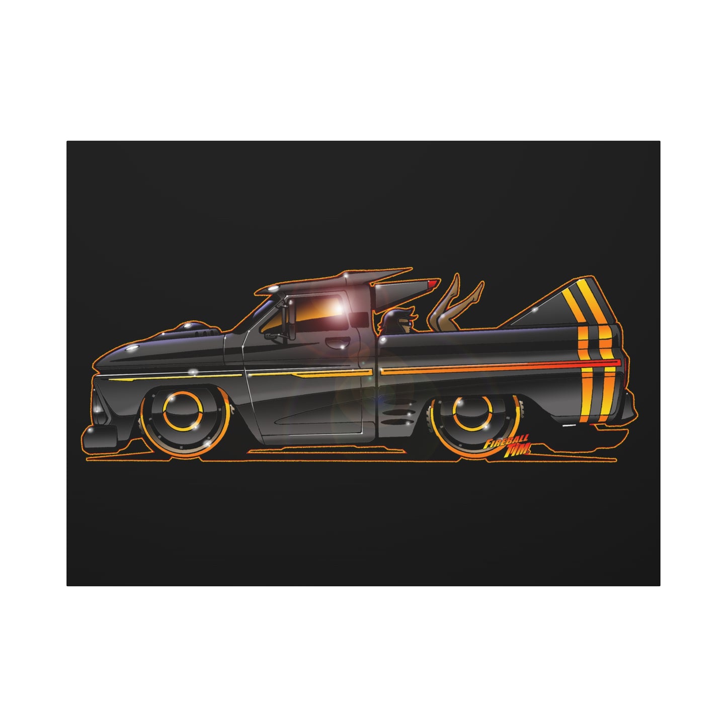 CHEVROLET C10 1960 Stinger Pickup Truck Fireball Art Canvas Print