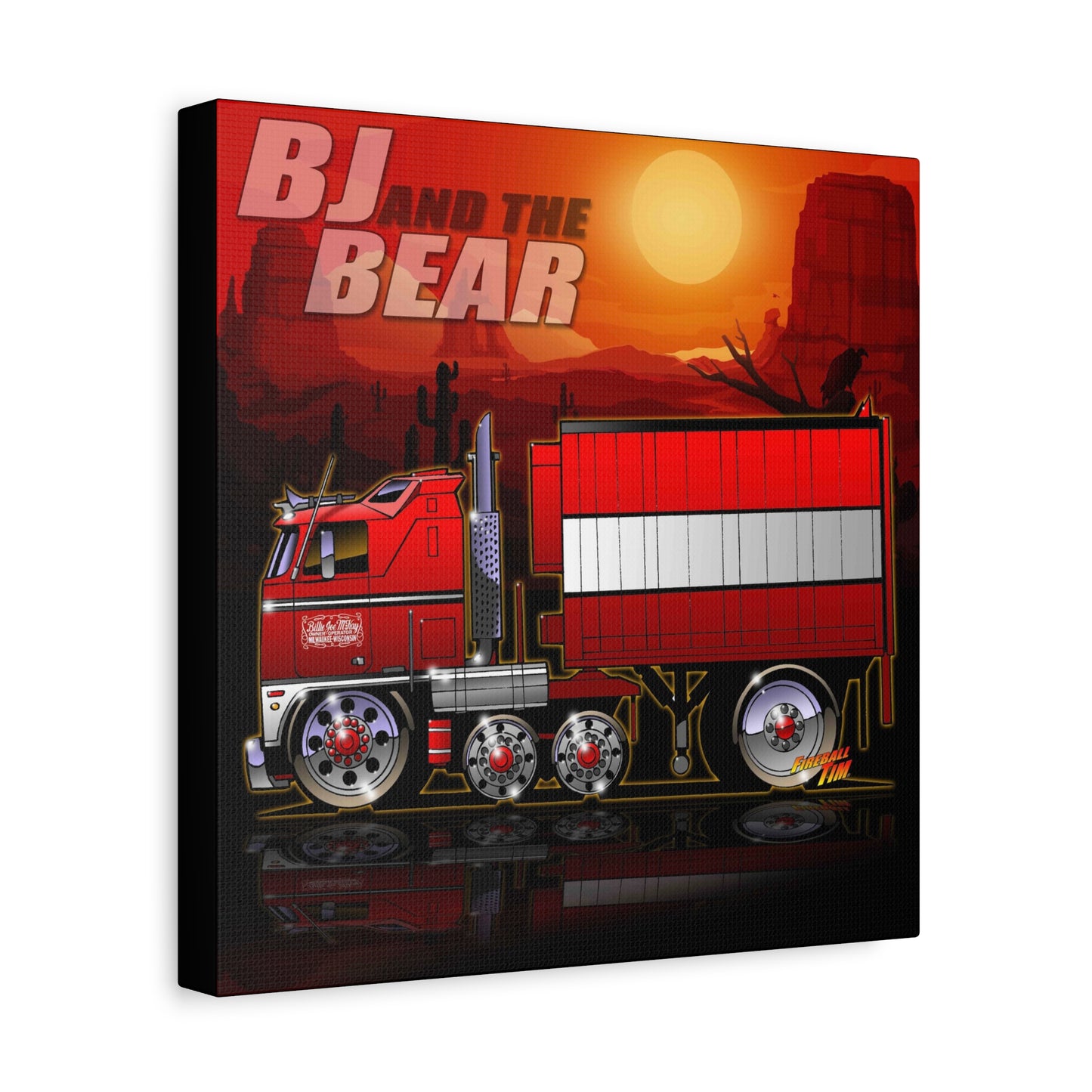 BJ AND THE BEAR TV Show Semi Truck Canvas Art Wall Print - 2 Sizes