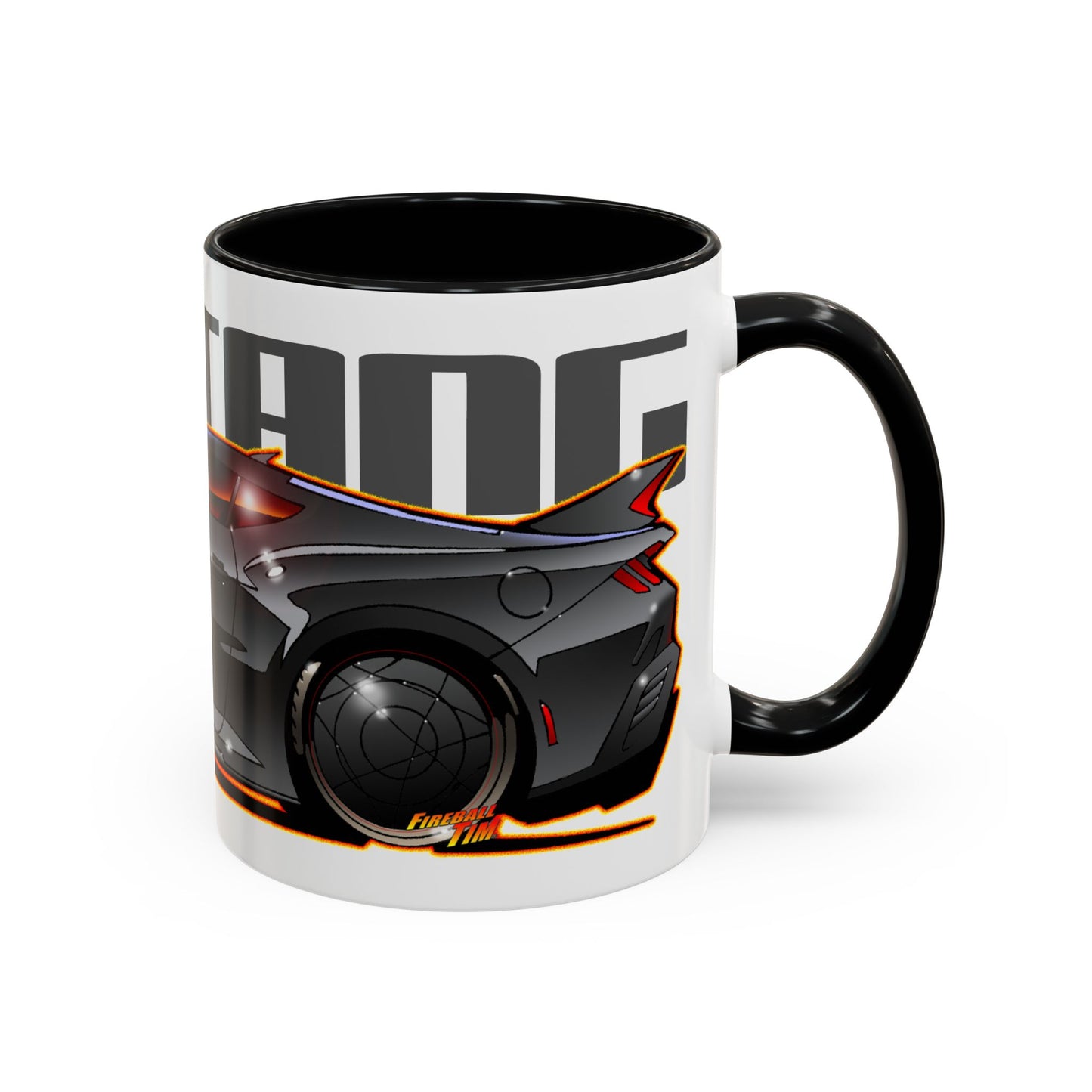 FORD MUSTANG 2025 Gun Metal Silver Fireball Art Coffee Mug