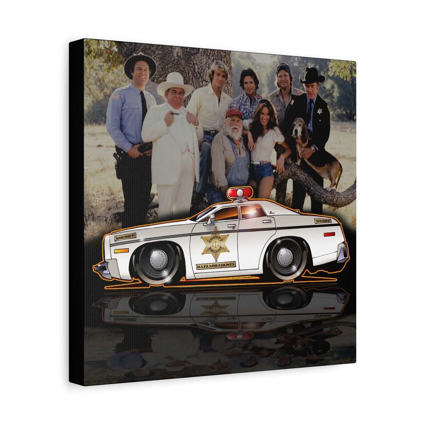 DUKES OF HAZZARD SHERIFF POLICE CAR Collectible Fireball Art Canvas Print