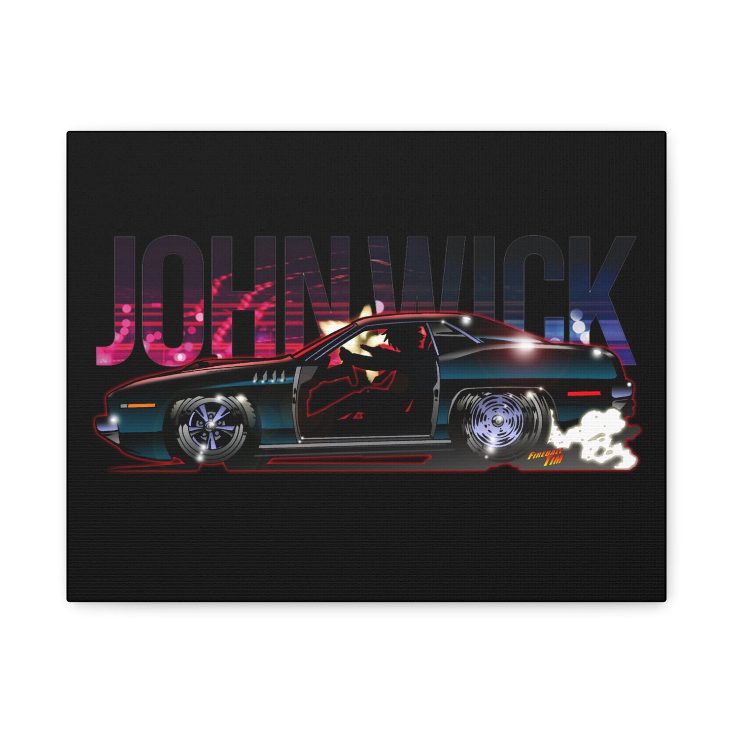 JOHN WICK 1971 PLYMOUTH BARRACUDA Keanu Reeves Canvas Art Wall Print - 11x14
