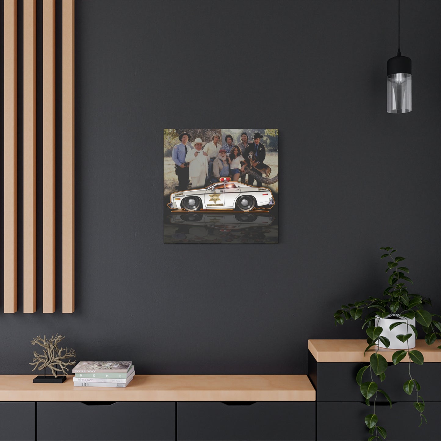 DUKES OF HAZZARD SHERIFF POLICE CAR Collectible Fireball Art Canvas Print