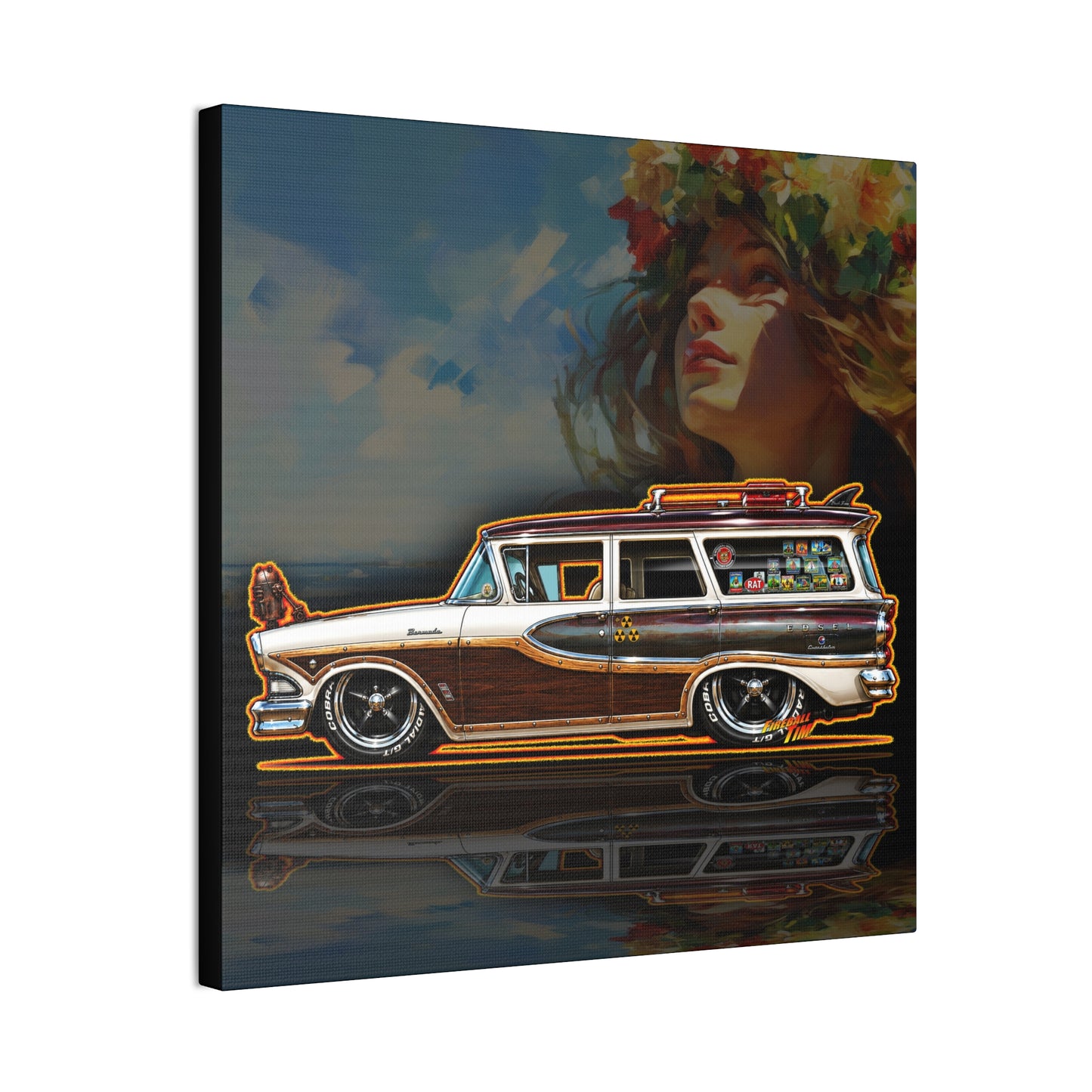 EDSEL BERMUDA 1958 Custom Station Wagon Collectible Art Canvas Stretched Print