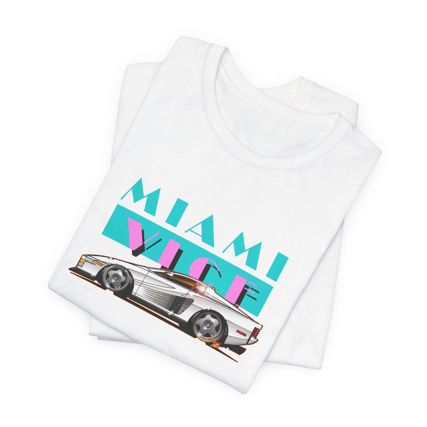 MIAMI VICE FERRARI TESTAROSSA TV Show Short Sleeve Tee 12 Colors