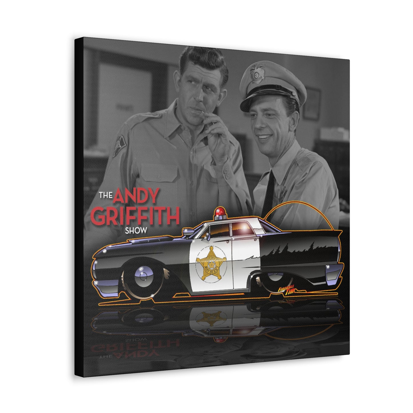 ANDY GRIFFITH SHOW 1963 Ford Galaxie Police Car Concept Art Canvas Print 3 Sizes