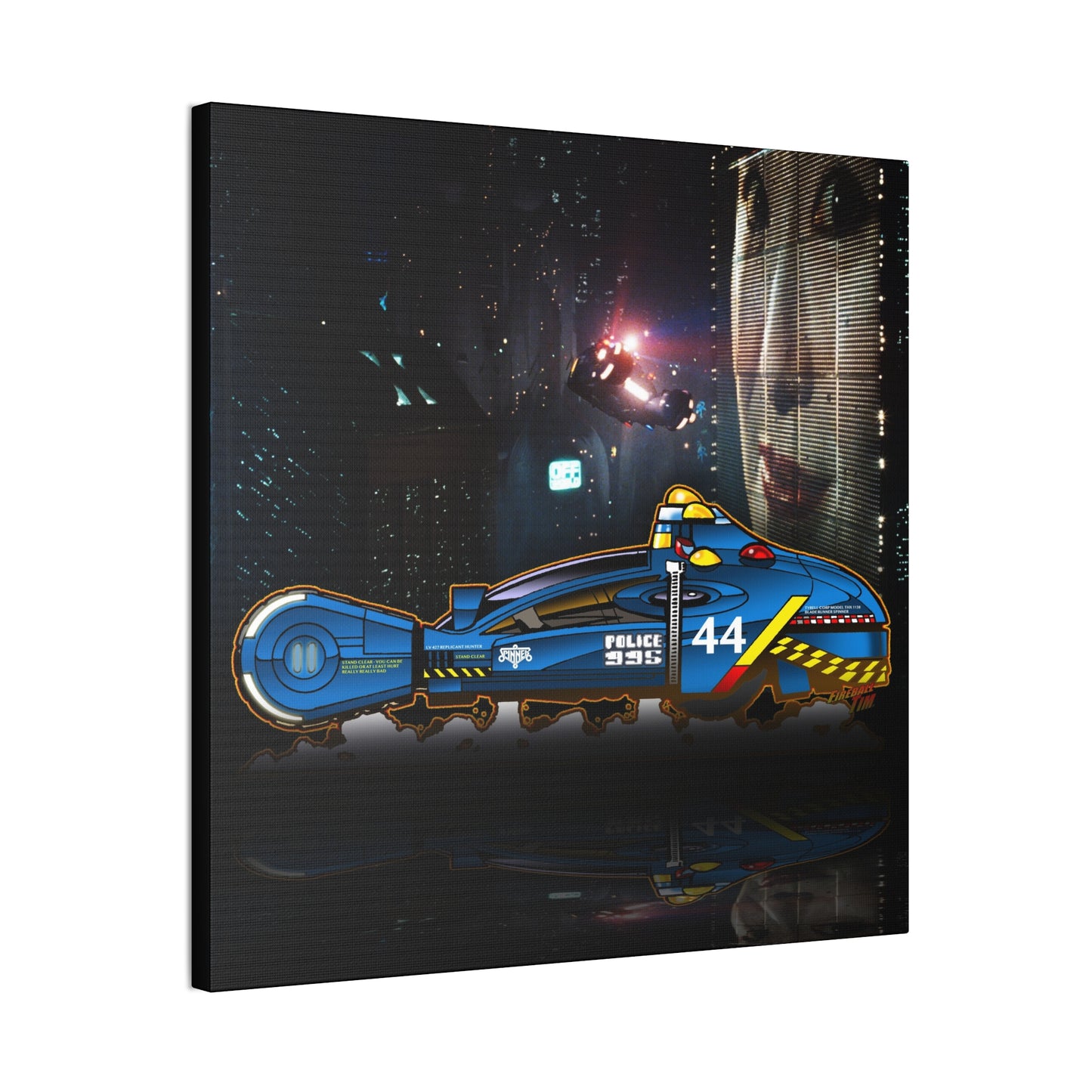 Futuristic BLADE RUNNER Police Hovercraft Canvas Wall Art - Sci-Fi Decor