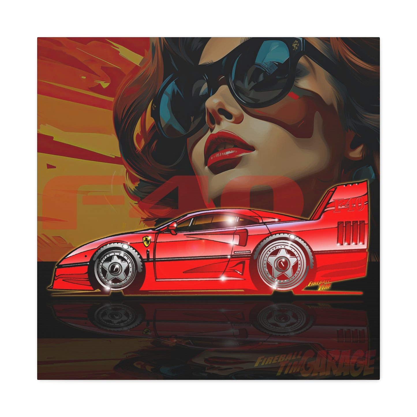 FERRARI F40 Concept Art Canvas MASTERPRINT 3 Sizes