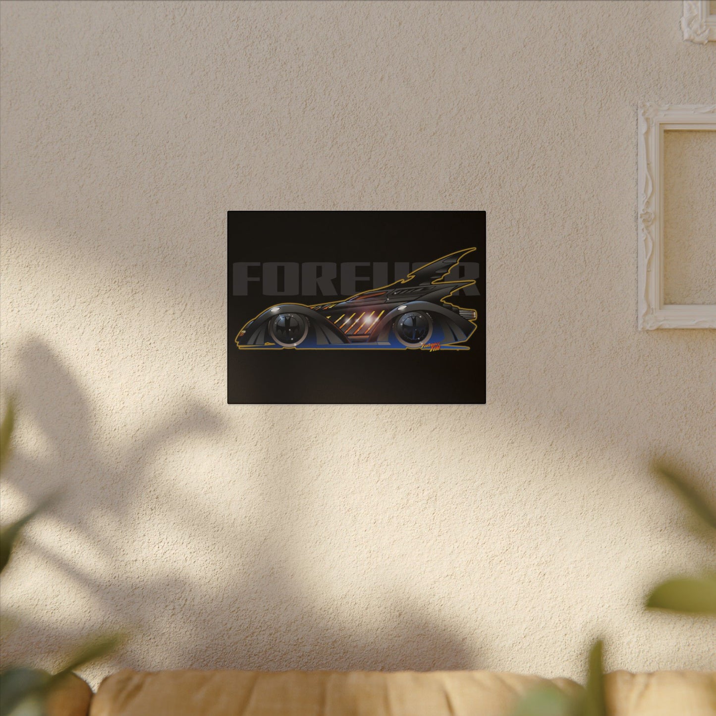 BATMAN FOREVER BATMOBILE Fireball Art Canvas Print