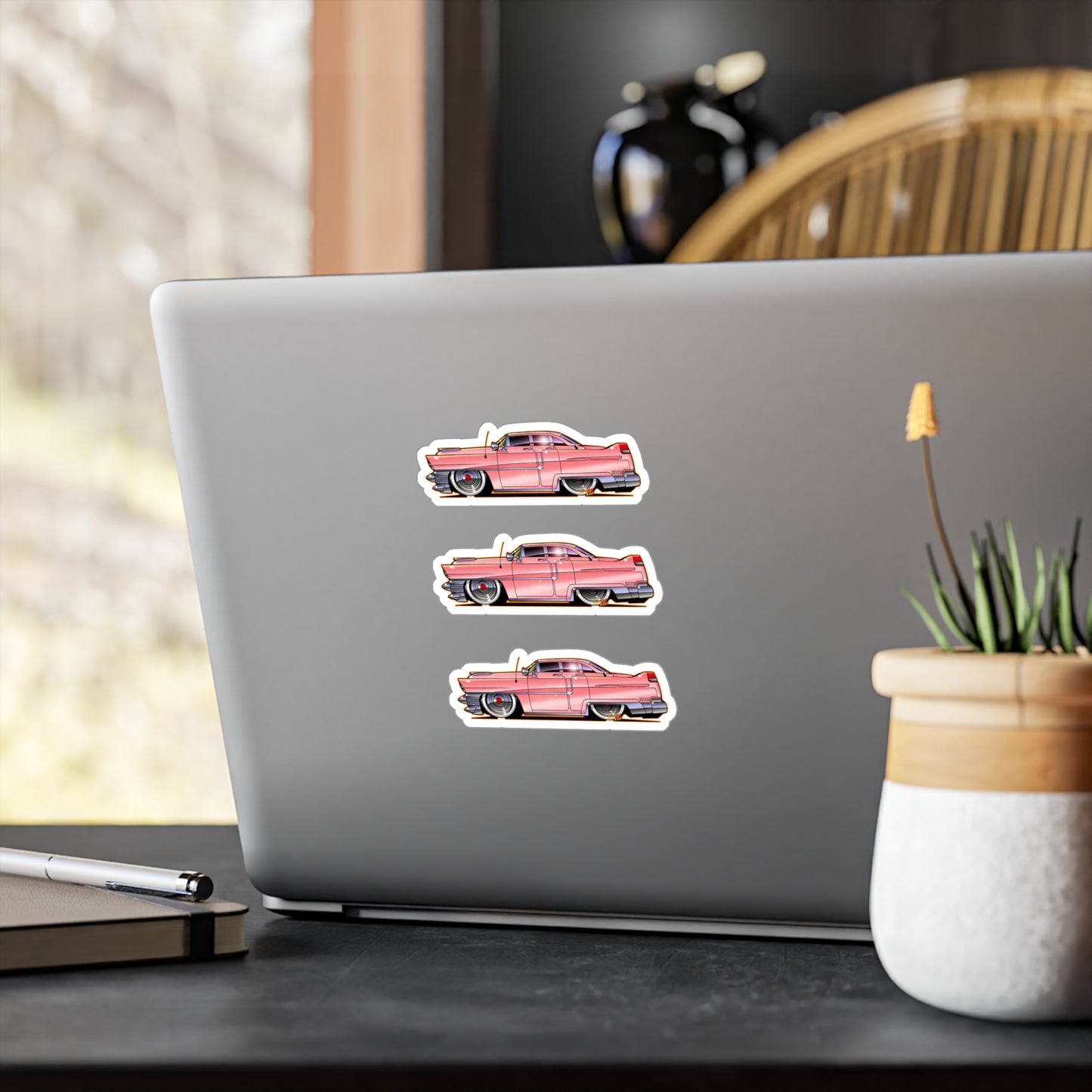 ELVIS THE KING PINK 1955 CADILLAC Fireball Art Vinyl Decal Set