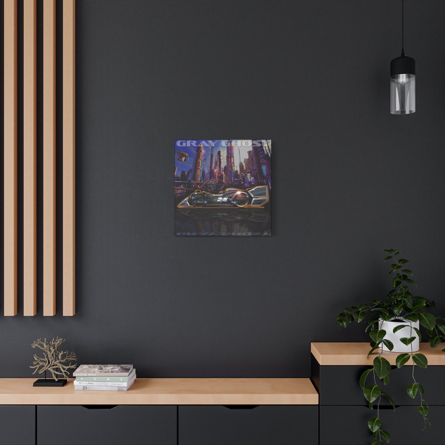 SPEED RACER GRAY GHOST Race Car Fireball Art Canvas Print
