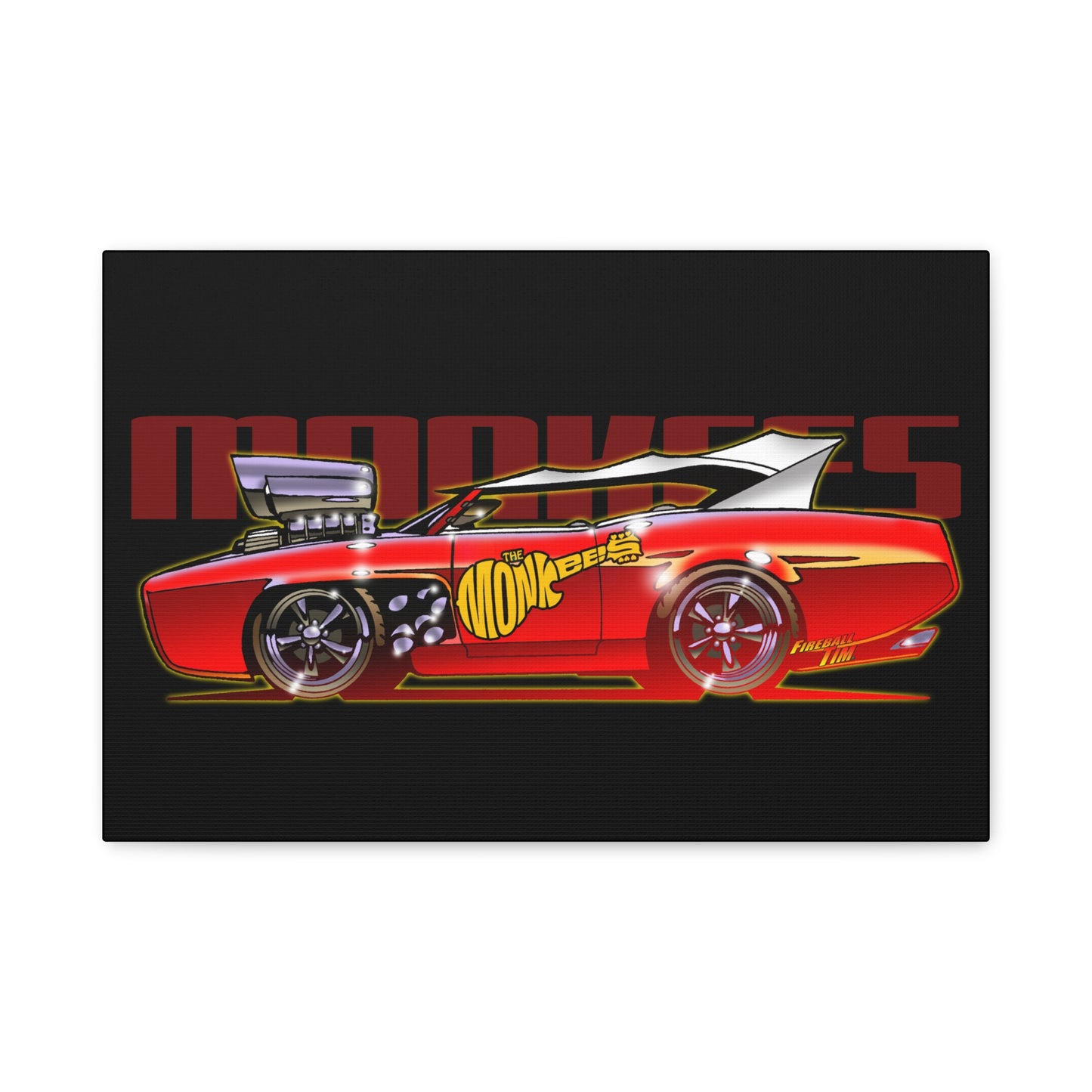 THE MONKEES Monkeemobile Fireball Canvas Art Wall Print - 11x14