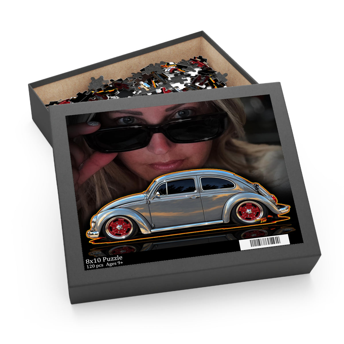 KUSTOM 1964 VW BUG Collectible Fireball Art Jigsaw Puzzle — Retro Custom Cars (120/252/500‑Piece)