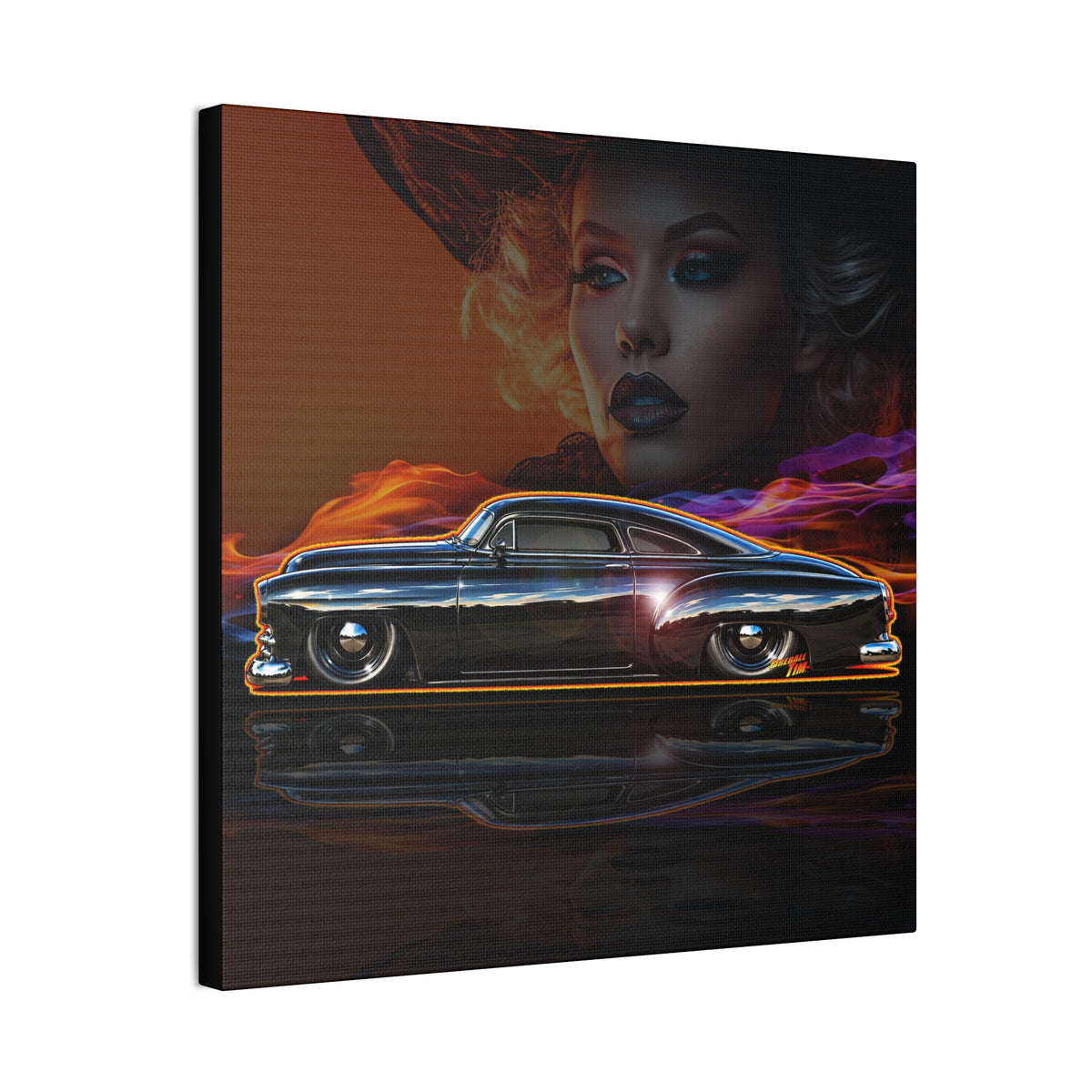 OUTLAW 150 Hot Rod Rat Rod Collectible Fireball Art Canvas Stretched Print