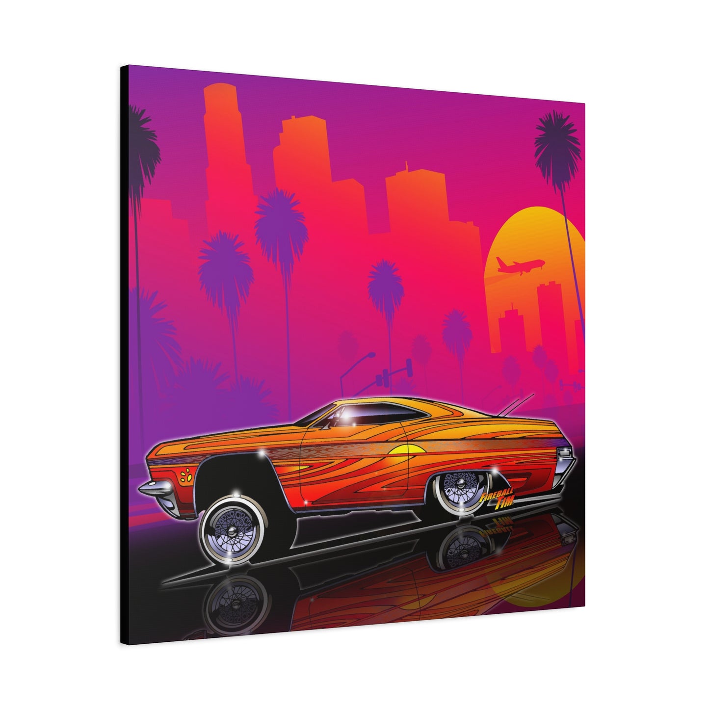 CHEVY IMPALA LOWRIDER Collectible Fireball Art Canvas Print