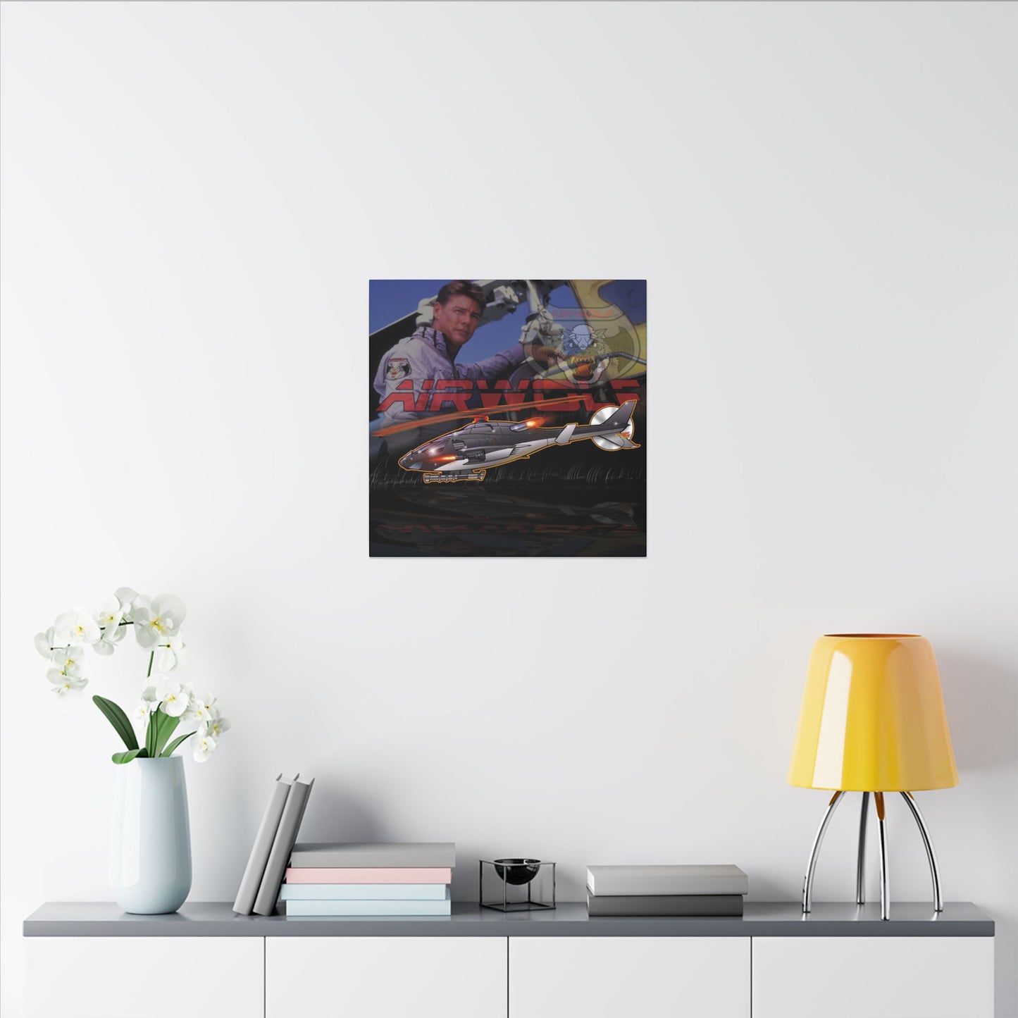 AIRWOLF TV Helicopter Canvas Art Print - 12x12