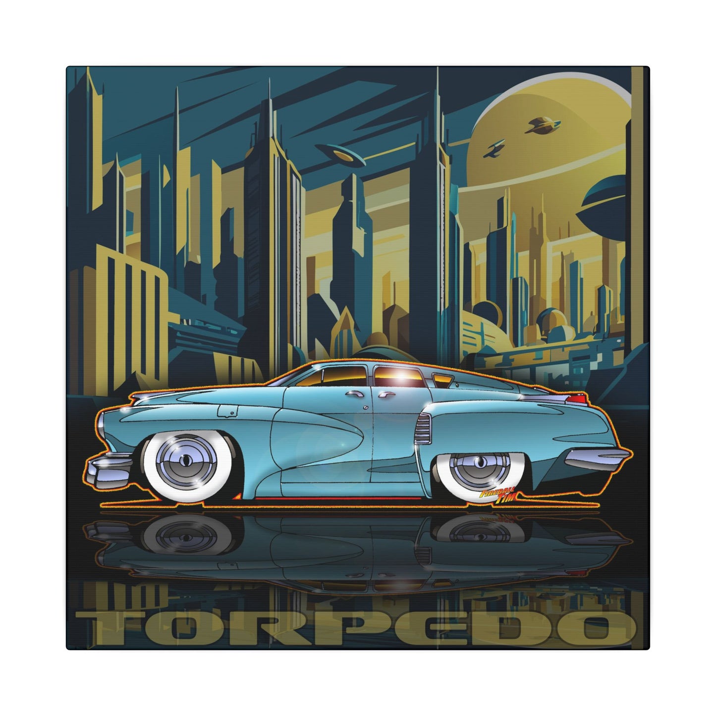 TUCKER TORPEDO 48 Collectible Fireball Art Canvas Print