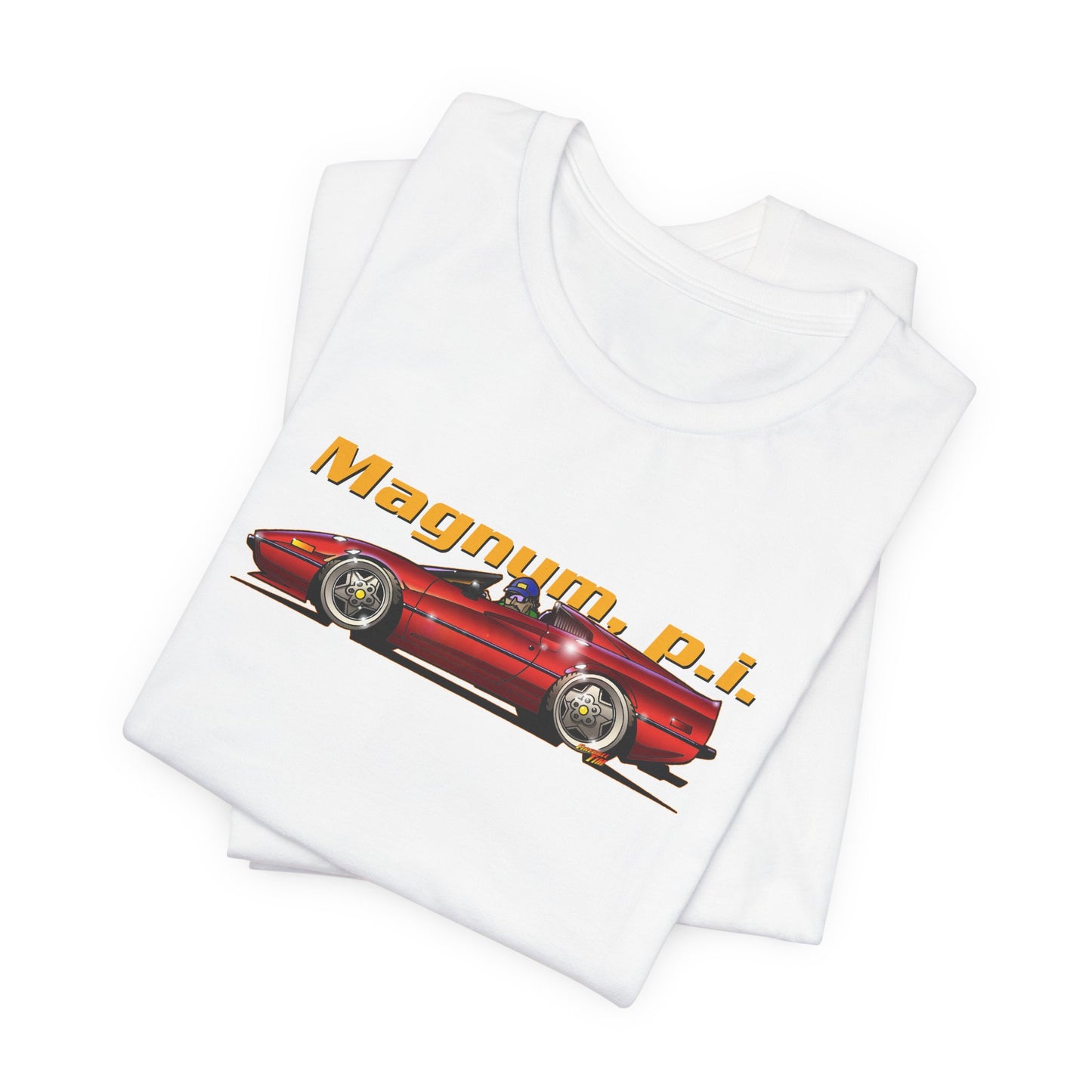 MAGNUM PI FERRARI 308 GTS Unisex Jersey Fireball Art Tee Shirt - Multiple Colors