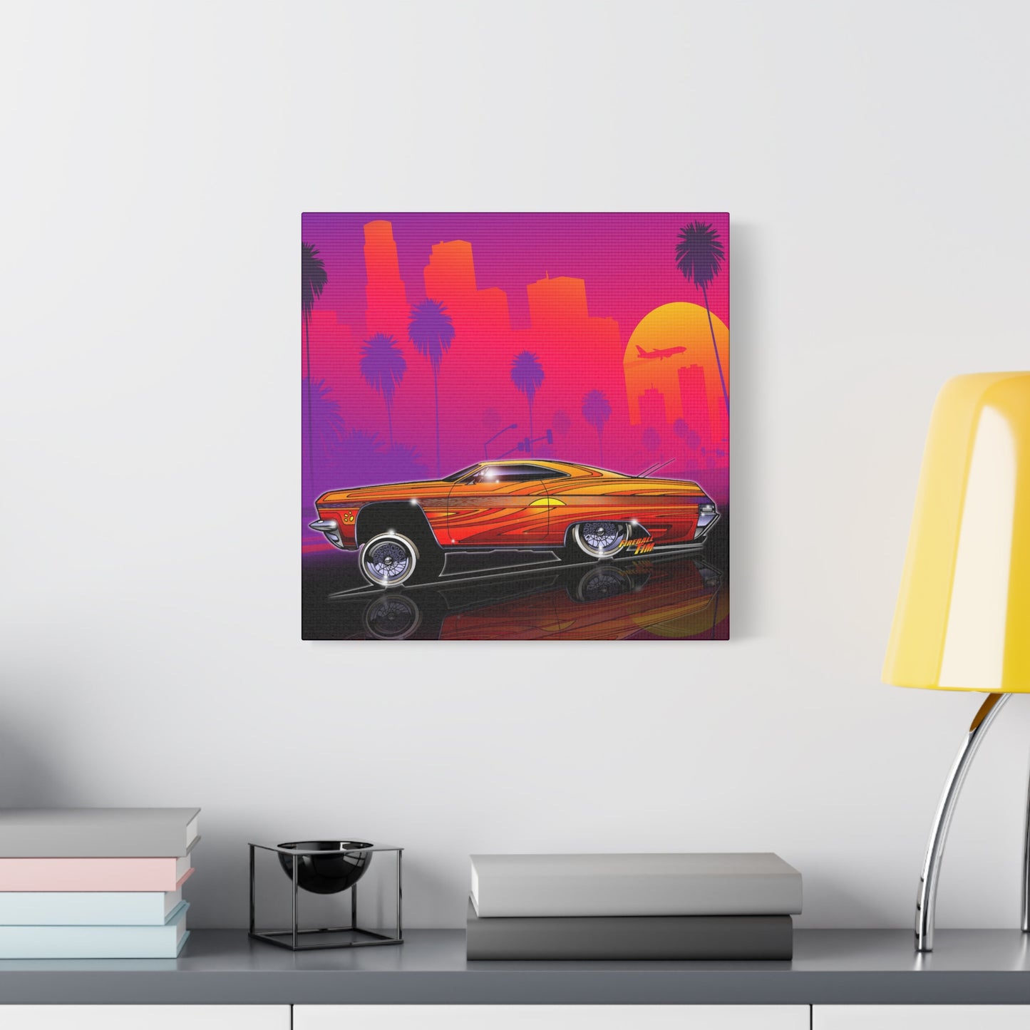 CHEVY IMPALA LOWRIDER Collectible Fireball Art Canvas Print