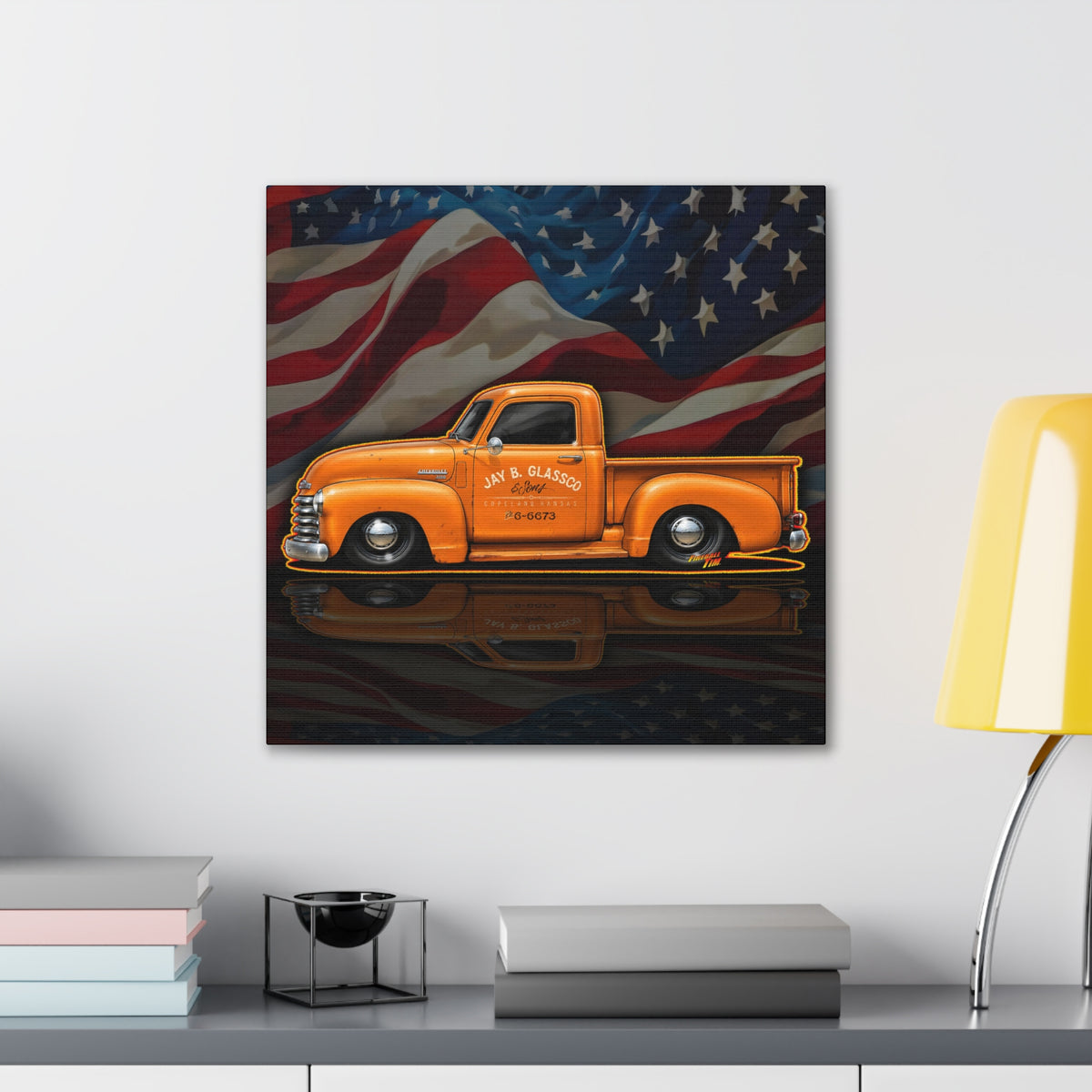 CHEVROLET 1949 C1500 PICKUP TRUCK Collectible Fireball Art Canvas Stretched Print