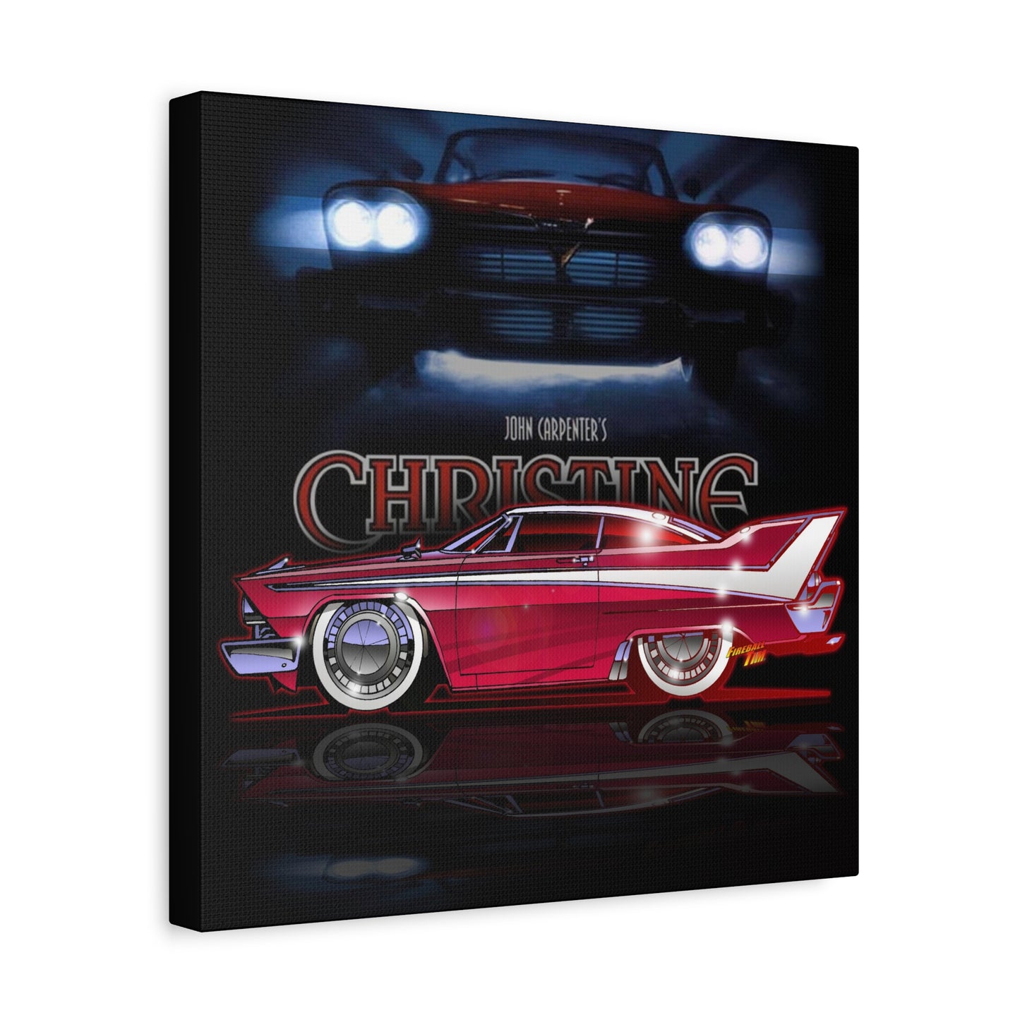 CHRISTINE 1958 Plymouth Fury Movie Car Fireball Art Canvas Print