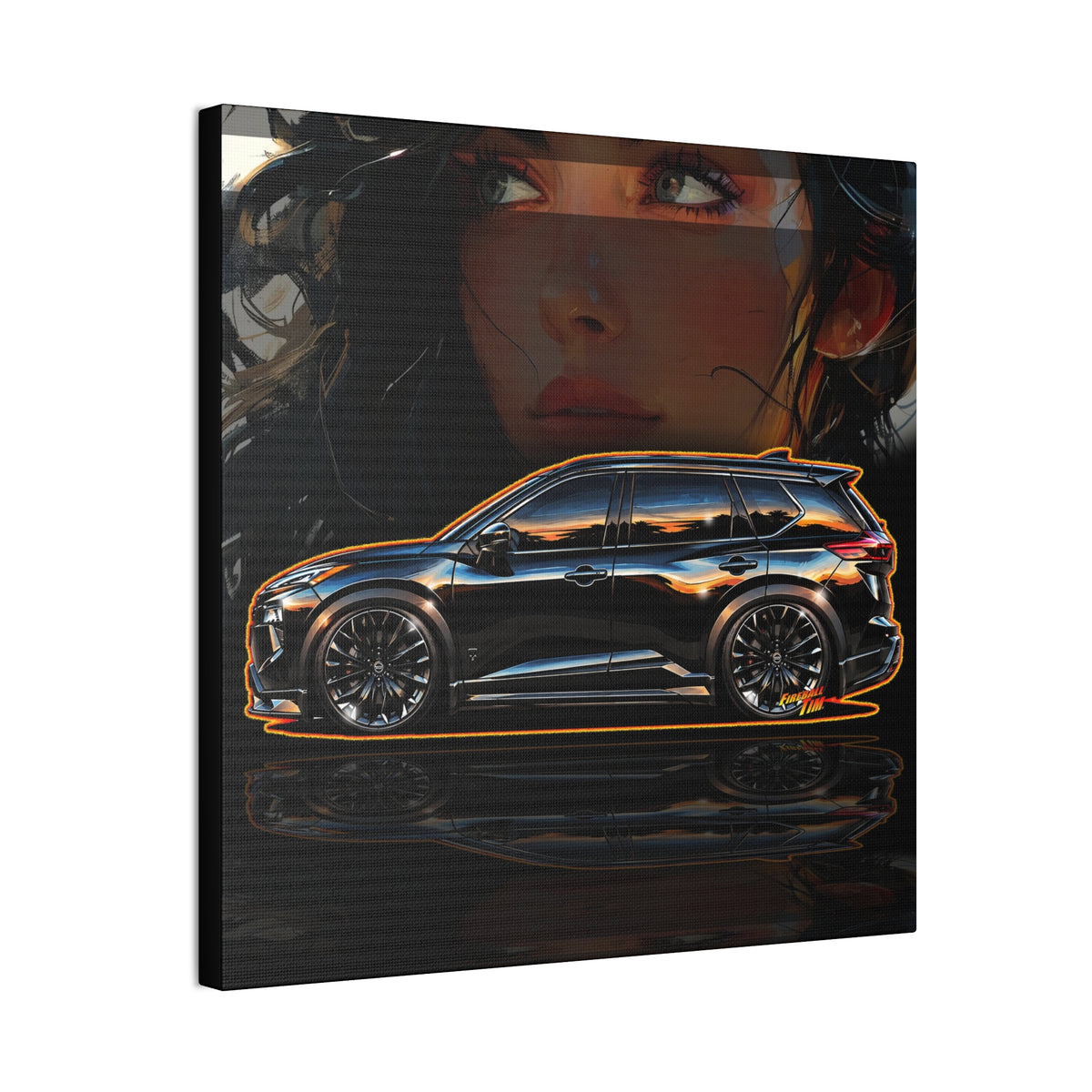 NISSAN ROGUE 2026 Black Armor Edition Collectible Fireball Art Canvas Stretched Print