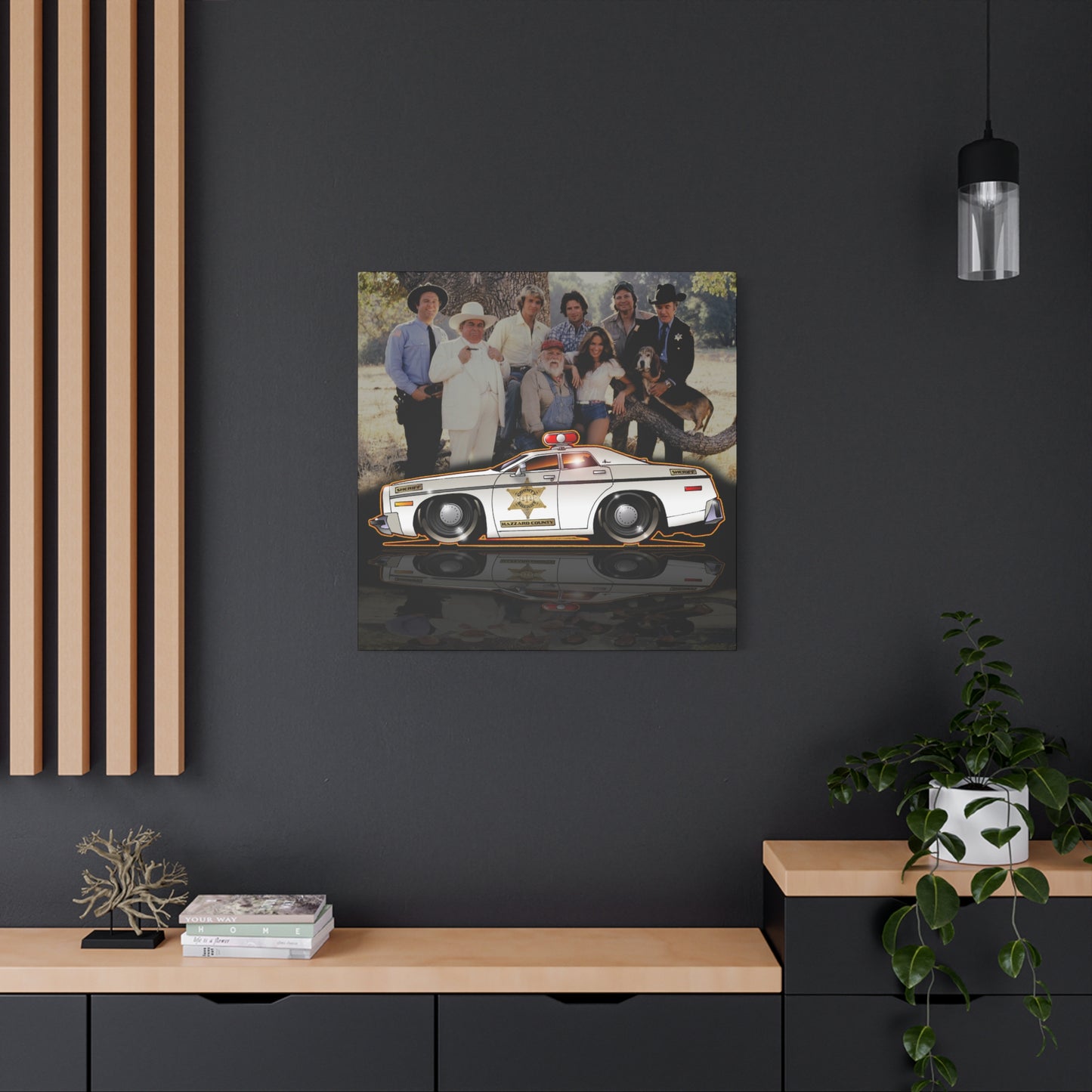 DUKES OF HAZZARD SHERIFF POLICE CAR Collectible Fireball Art Canvas Print