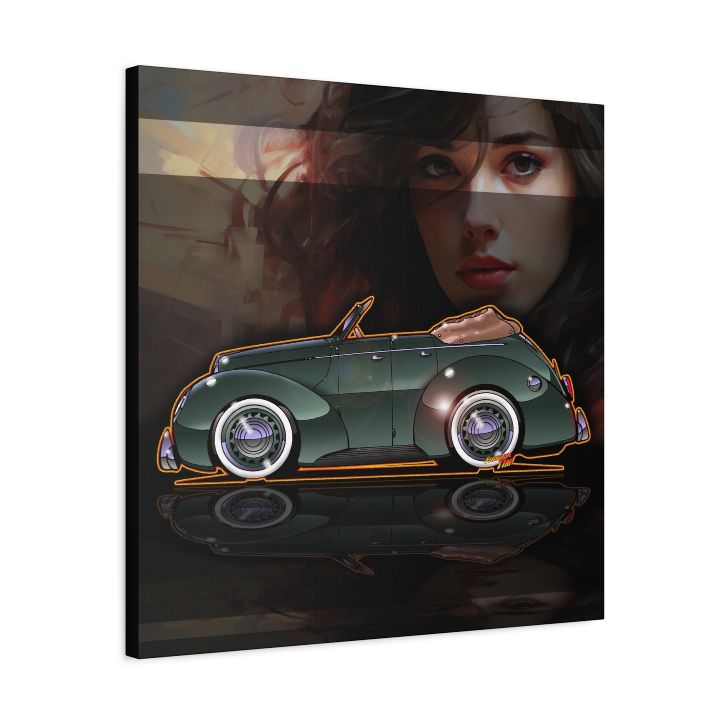 FORD DELUXE 1939 Convertible Fireball Art Canvas Print