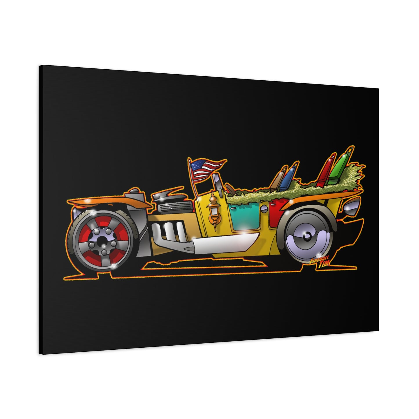 MONGREL T HOT ROD Elvis Easy Come Easy Go Fireball Canvas Art Wall Print