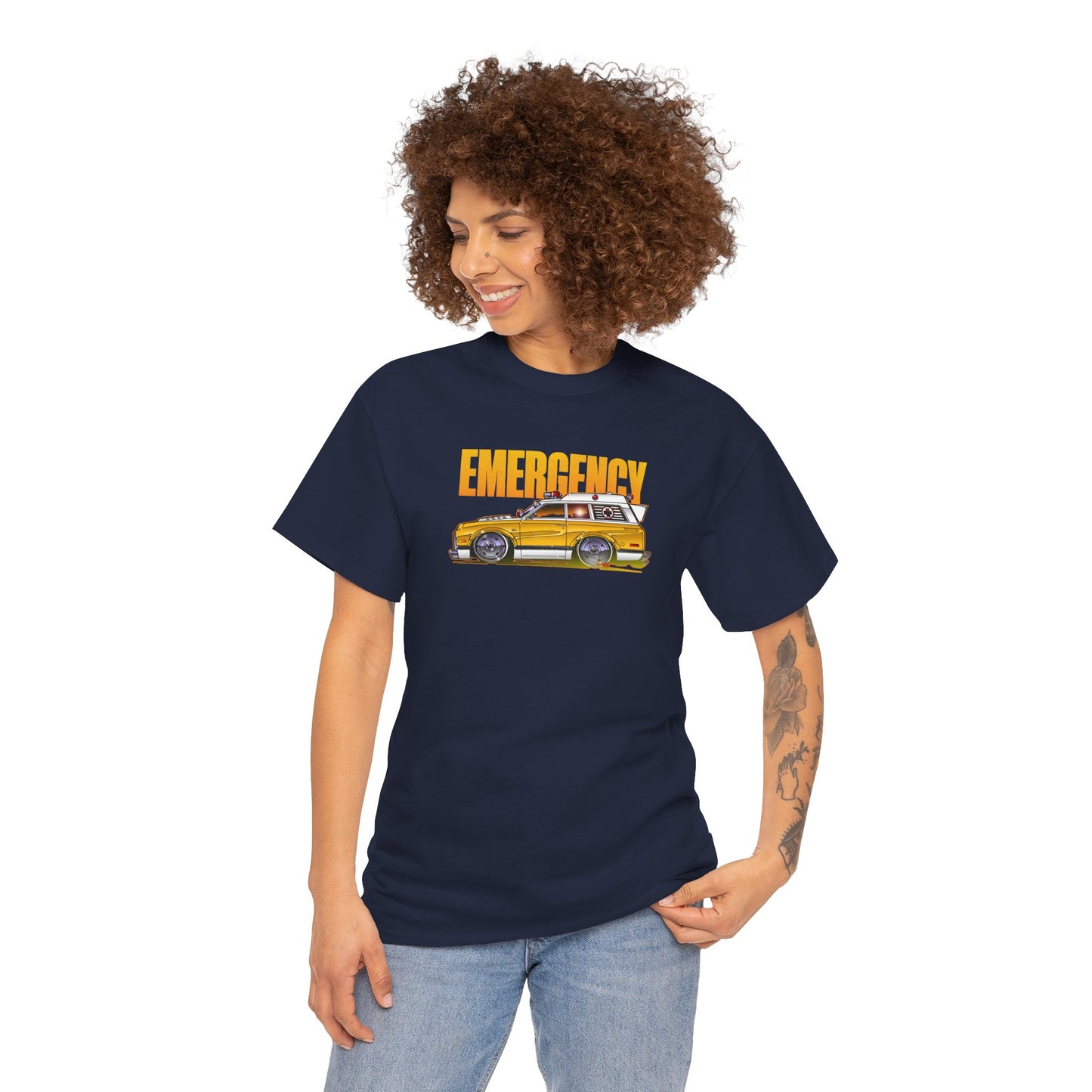 EMERGENCY TV Show 1970 Chevy Suburban AMBULANCE Concept Art Cotton Tee 11 Colors