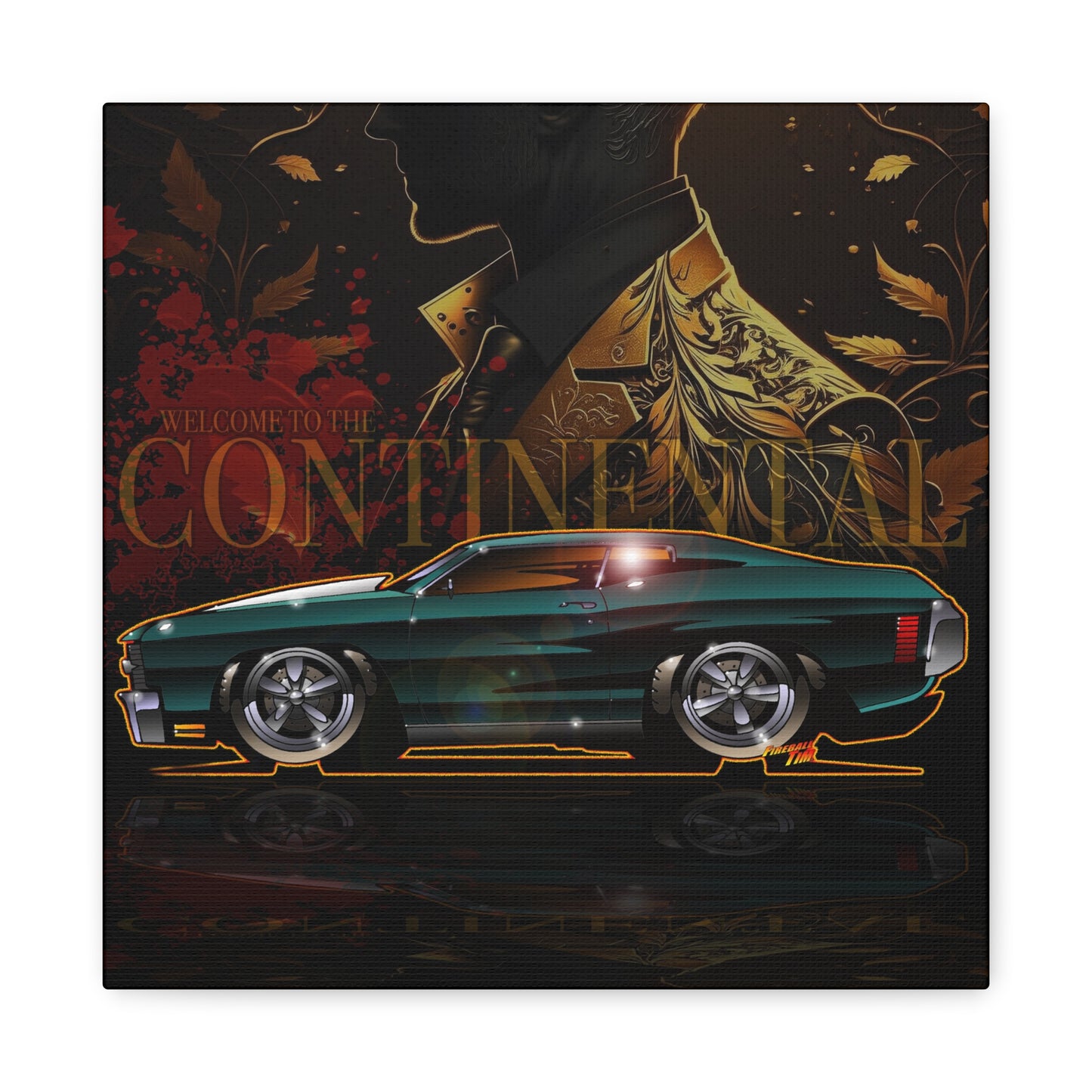 JOHN WICK 1970 CHEVY CHEVELLE Keanu Reeves Canvas Art Wall Print - 12x12