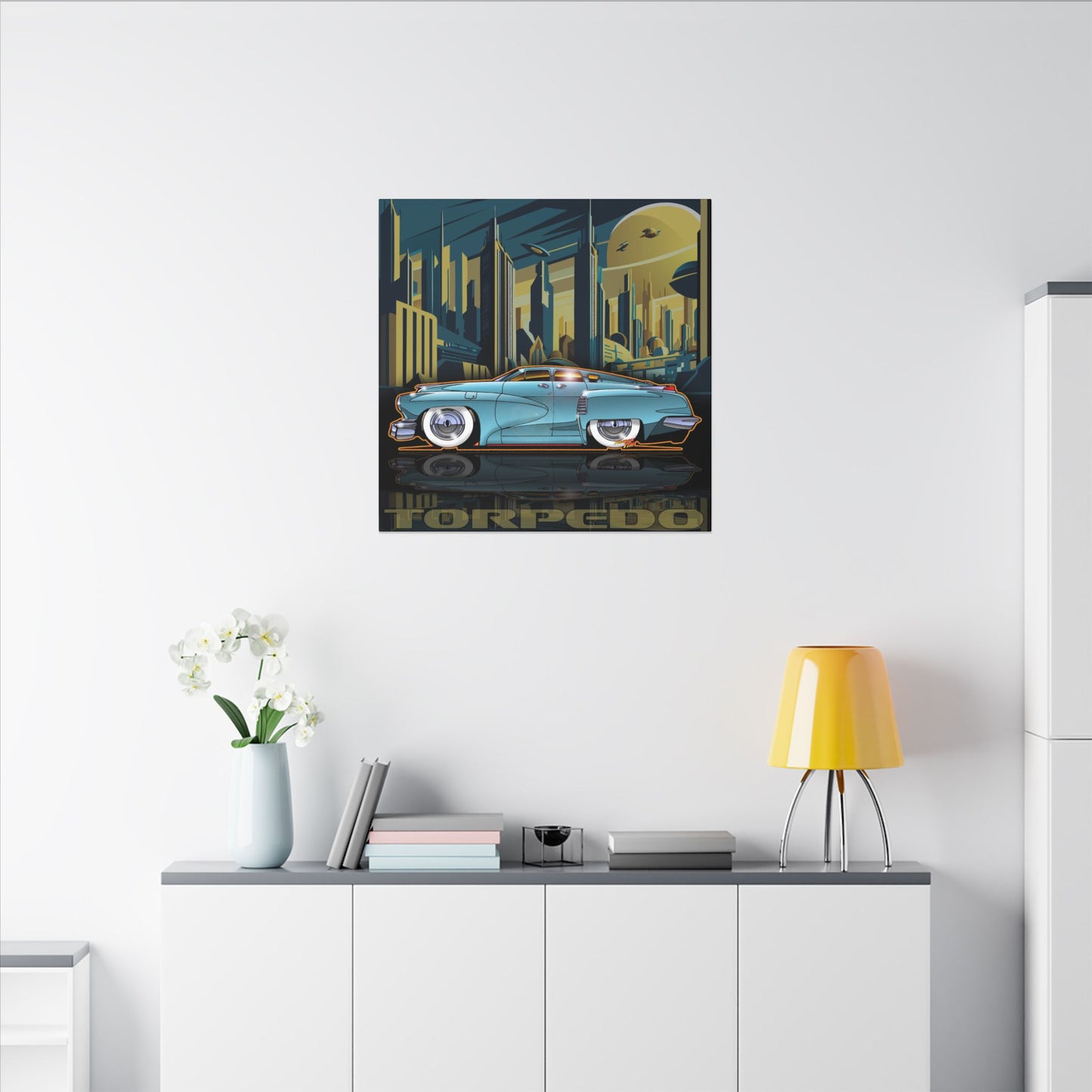 TUCKER TORPEDO 48 Collectible Fireball Art Canvas Print