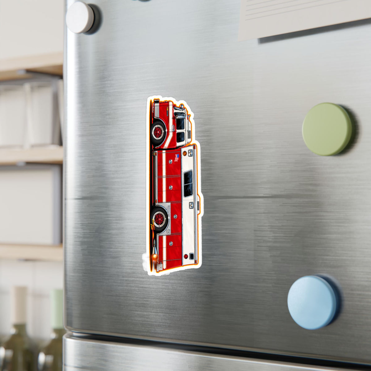 FIRE TRUCK Collectible Fireball Art Stickers in 4 Sizes