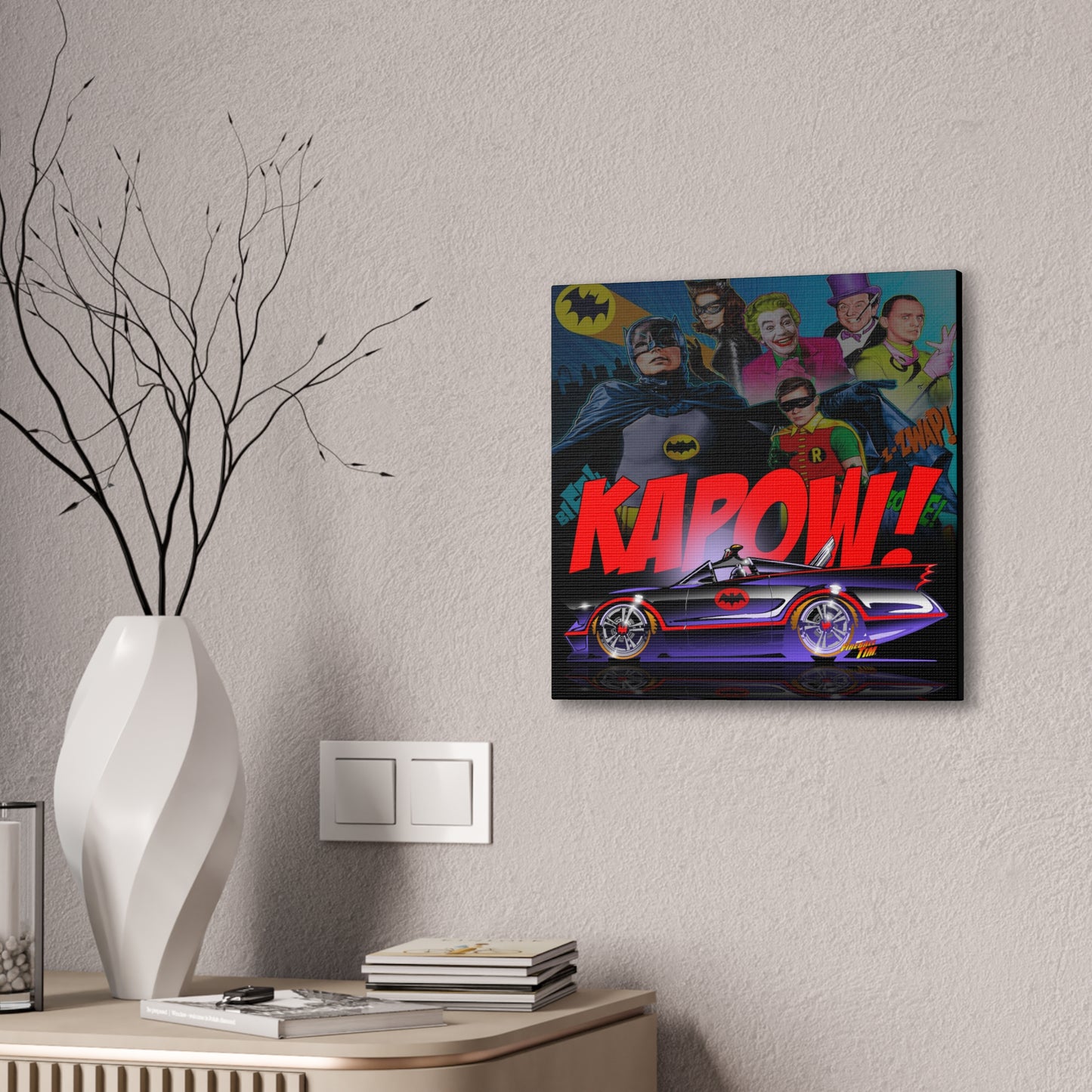 BATMOBILE 1966 BATMAN TV Car Canvas Wall Art Print - 3 Sizes