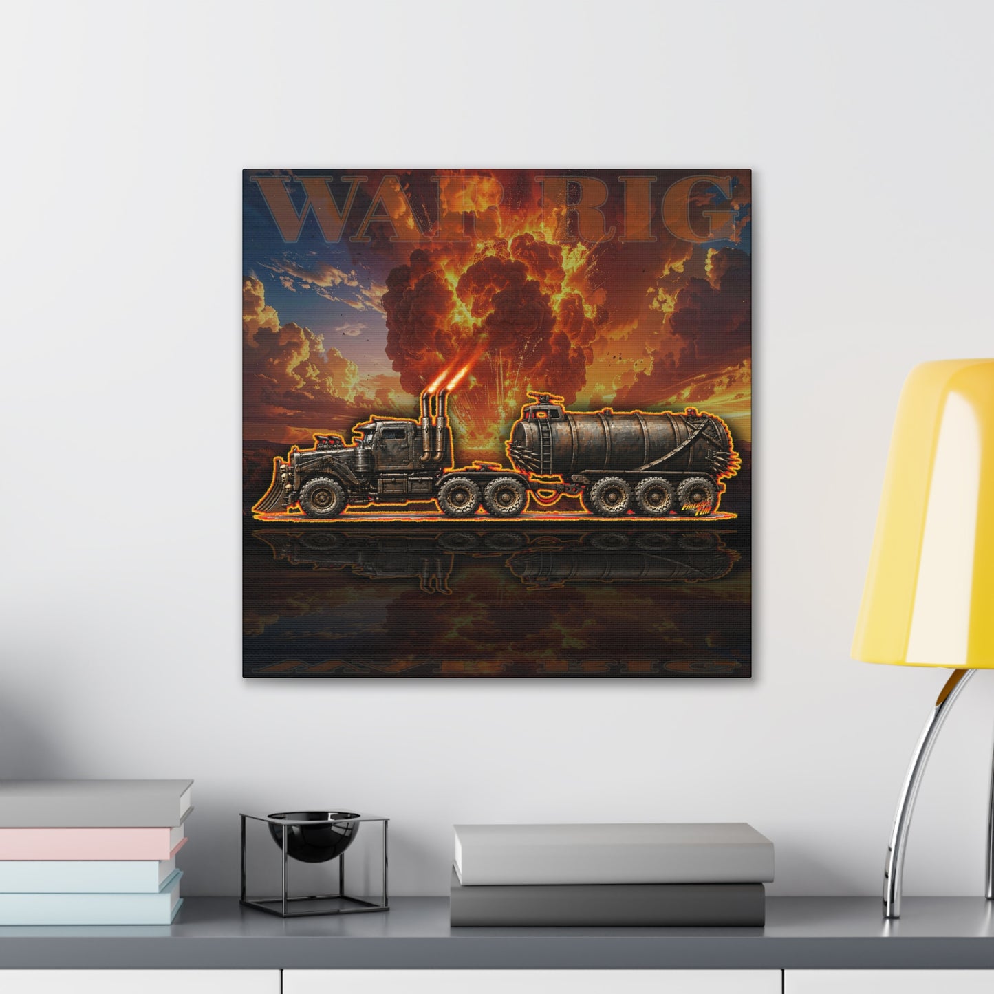 MAD MAX War Rig Collectible Fireball Art Canvas Stretched Print