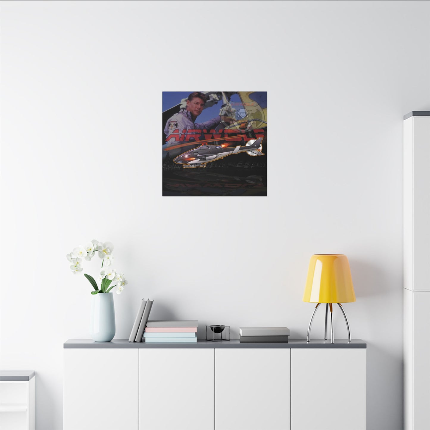 AIRWOLF TV Helicopter Canvas Art Print - 12x12