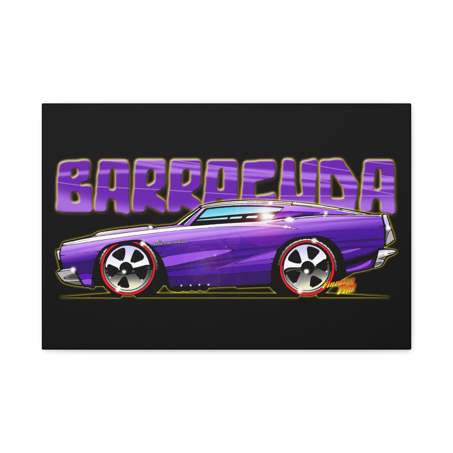 PLYMOUTH BARRACUDA Fireball Art Canvas Wall Print