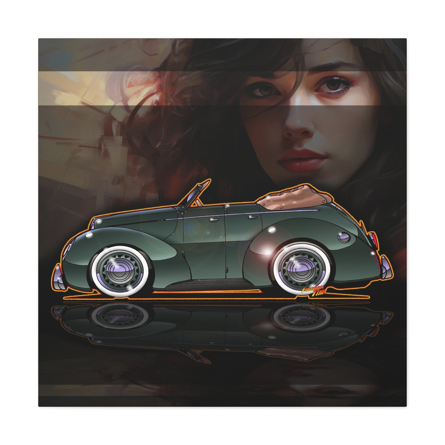 FORD DELUXE 1939 Convertible Fireball Art Canvas Print