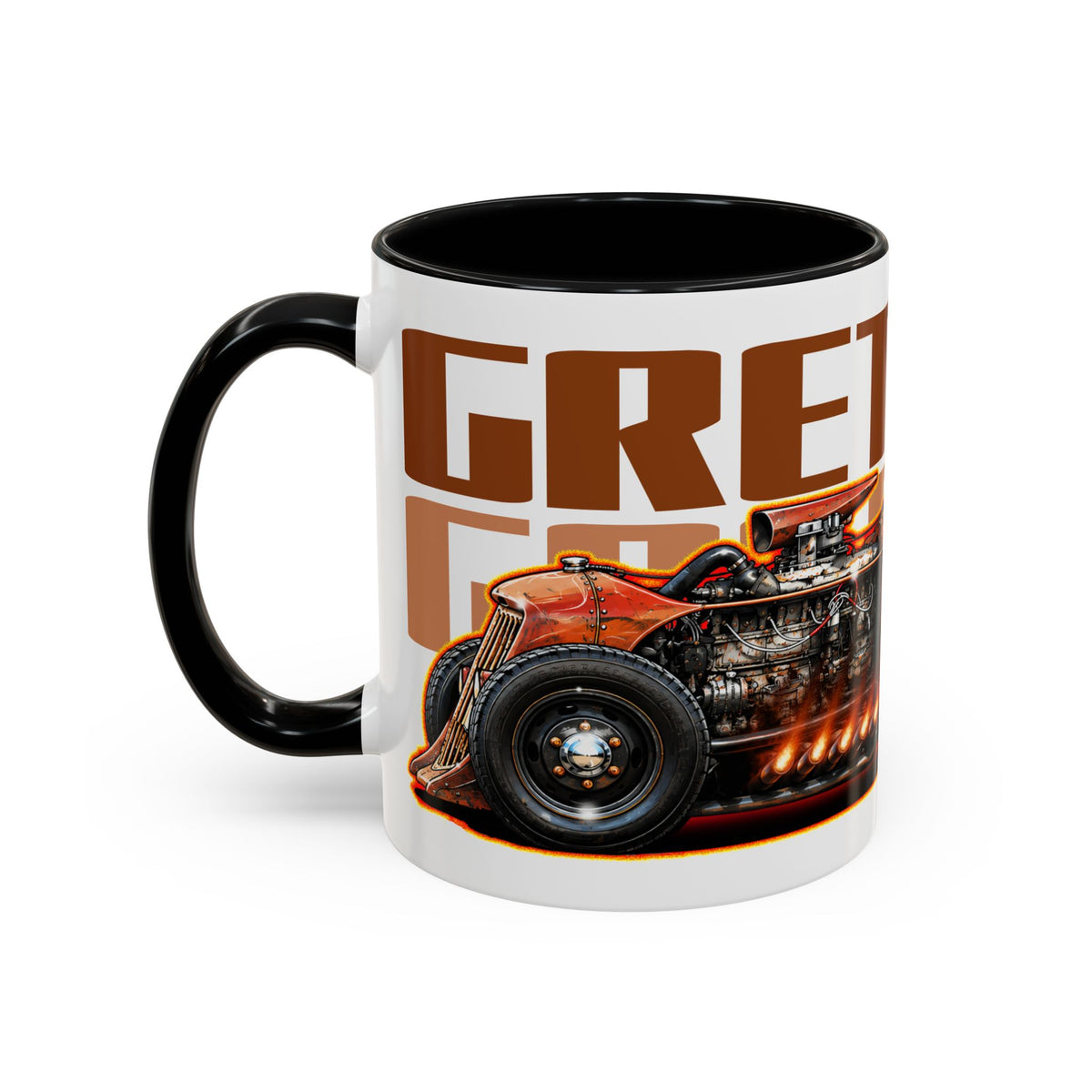 CUSTOM RAT ROD Hot Rod Gretchen Collectible Fireball Art Coffee Mug - 2 Sizes